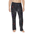 Spiderweb Pajama Pants — Men’s Halloween Lounge Pants with Colorful Spiders