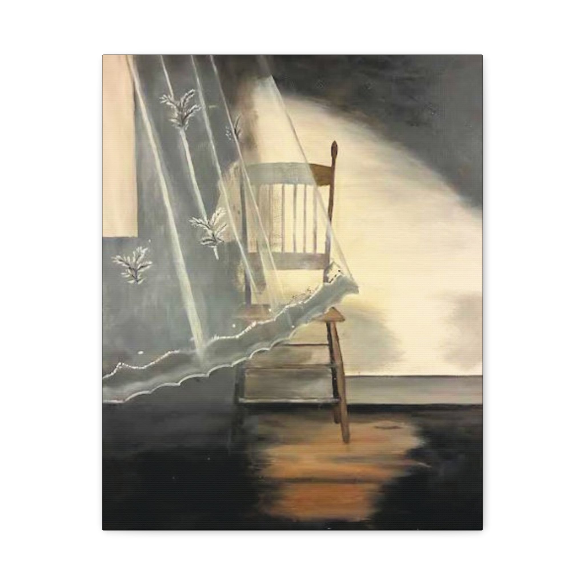 Lace Curtain and Chair Canvas
