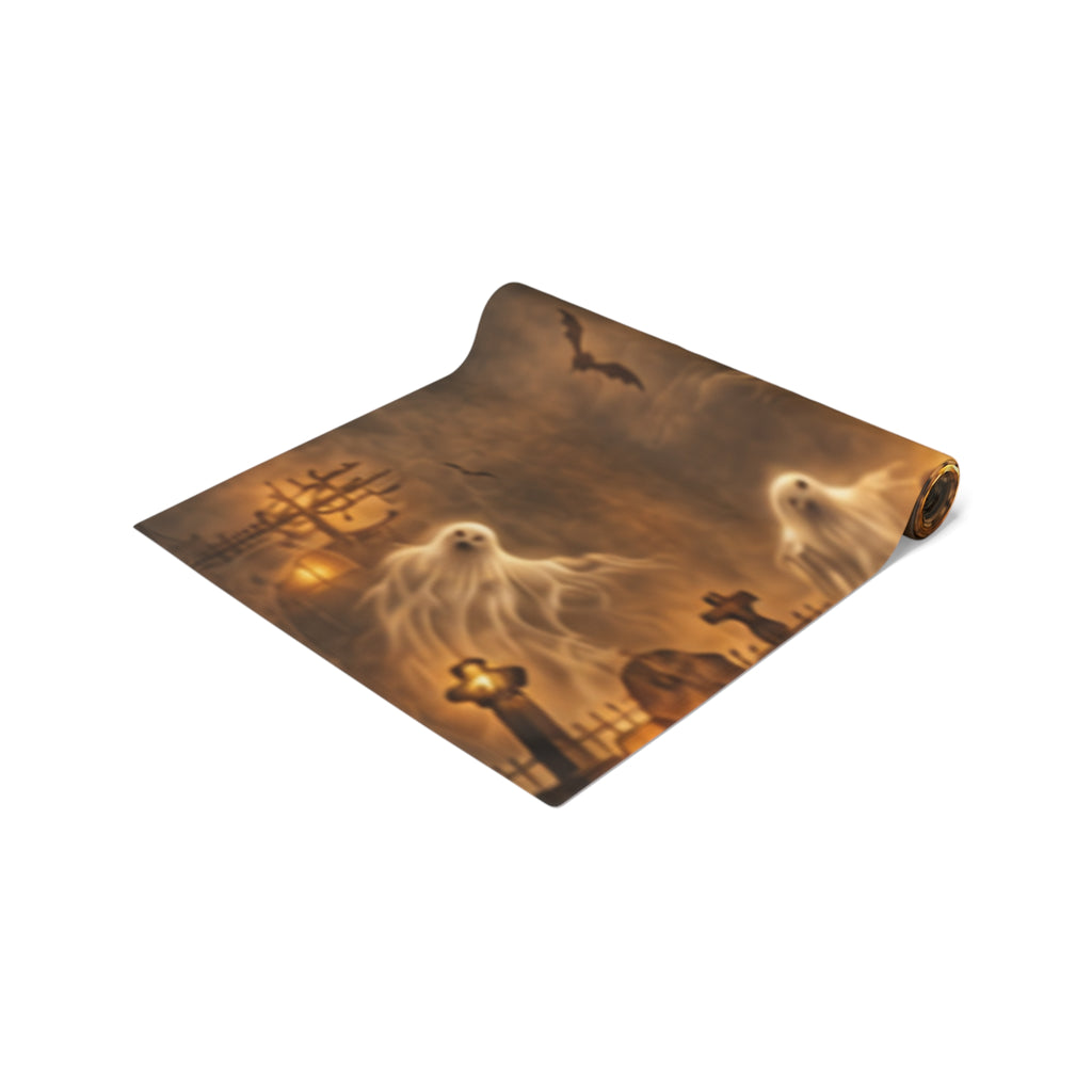 Haunted Victorian House Table Runner | Ghostly Graveyard Halloween