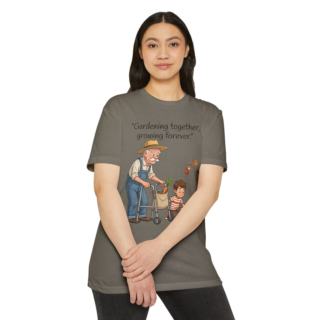 Gardening Together T-Shirt — "Gardening together, growing forever." Grandparent & Child Garden Tee