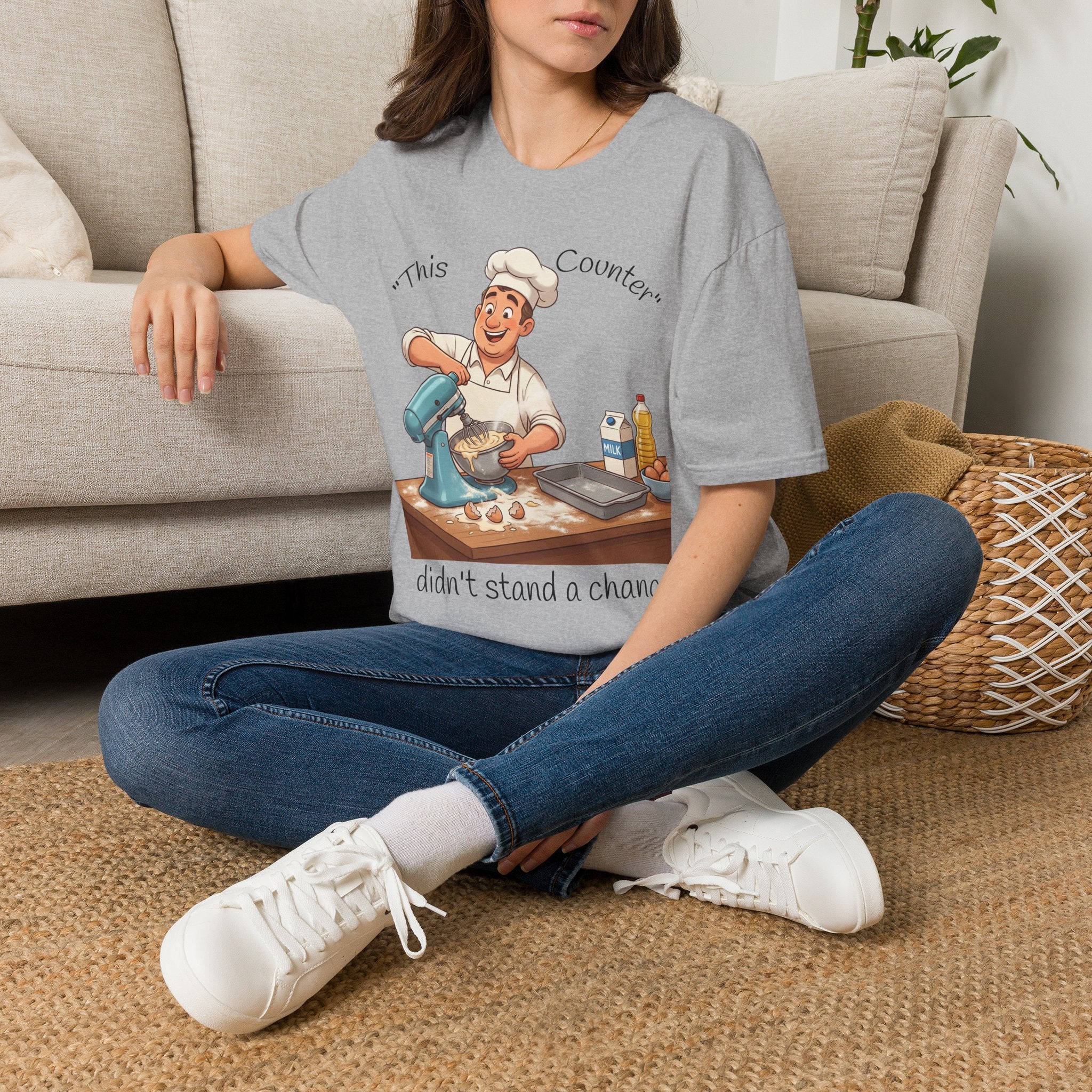This Counter Didn't Stand a Chance Unisex Graphic T-Shirt – Funny Baking Chef Cotton Tee