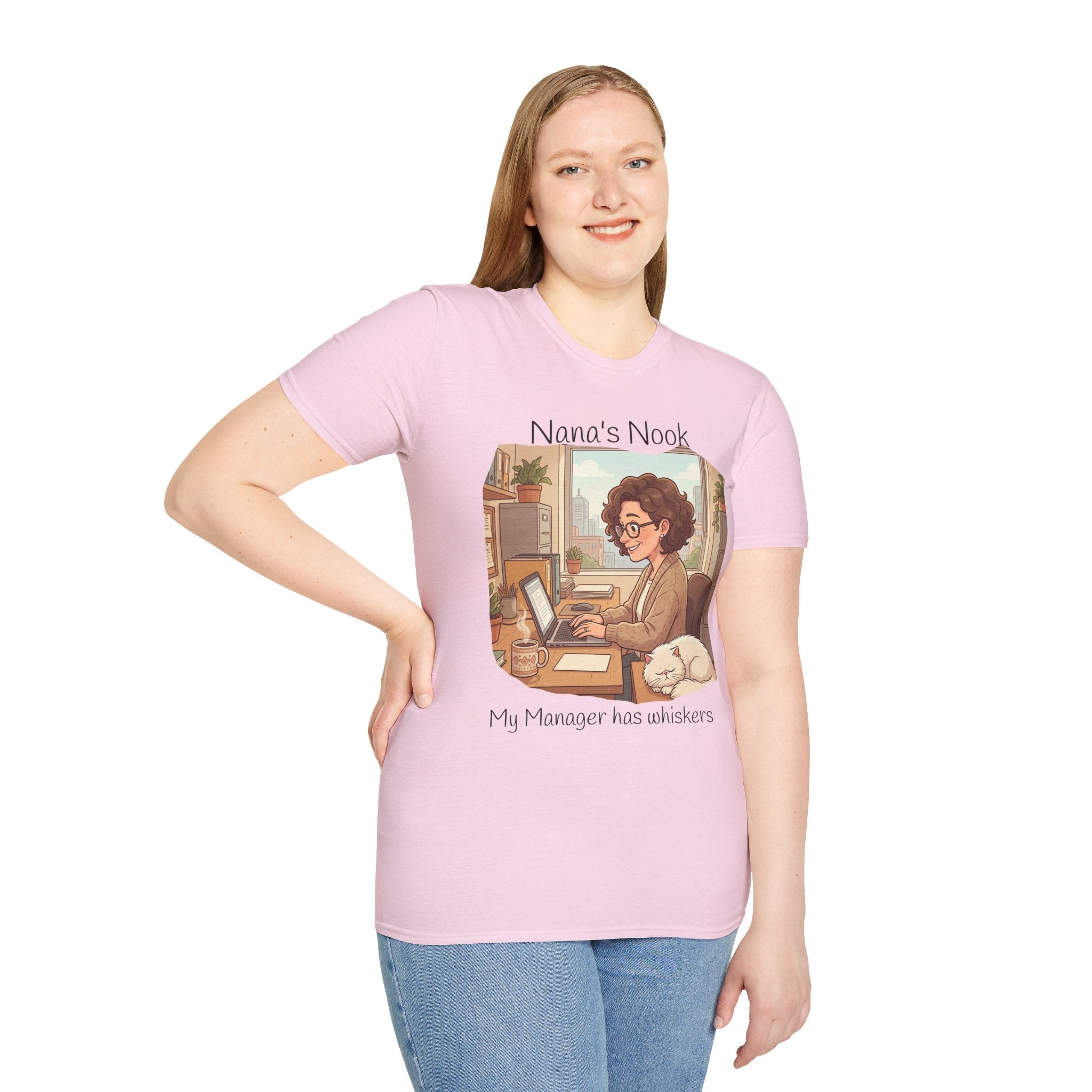 T-Shirt / "Nana's Nook: My Manager Has Whiskers" Cozy Grandma Cat Lover Tee
