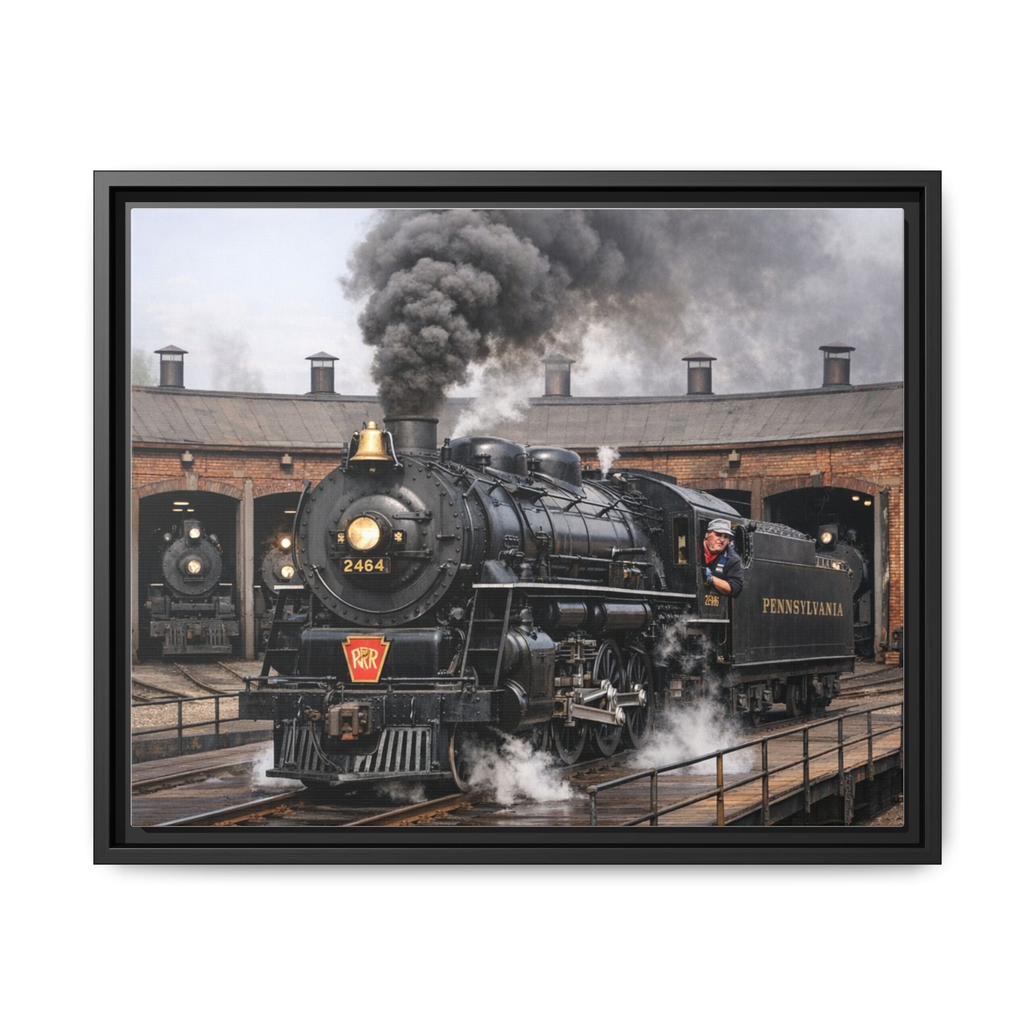 Framed Steam Train/Matte Canvas60 (Multi-color)