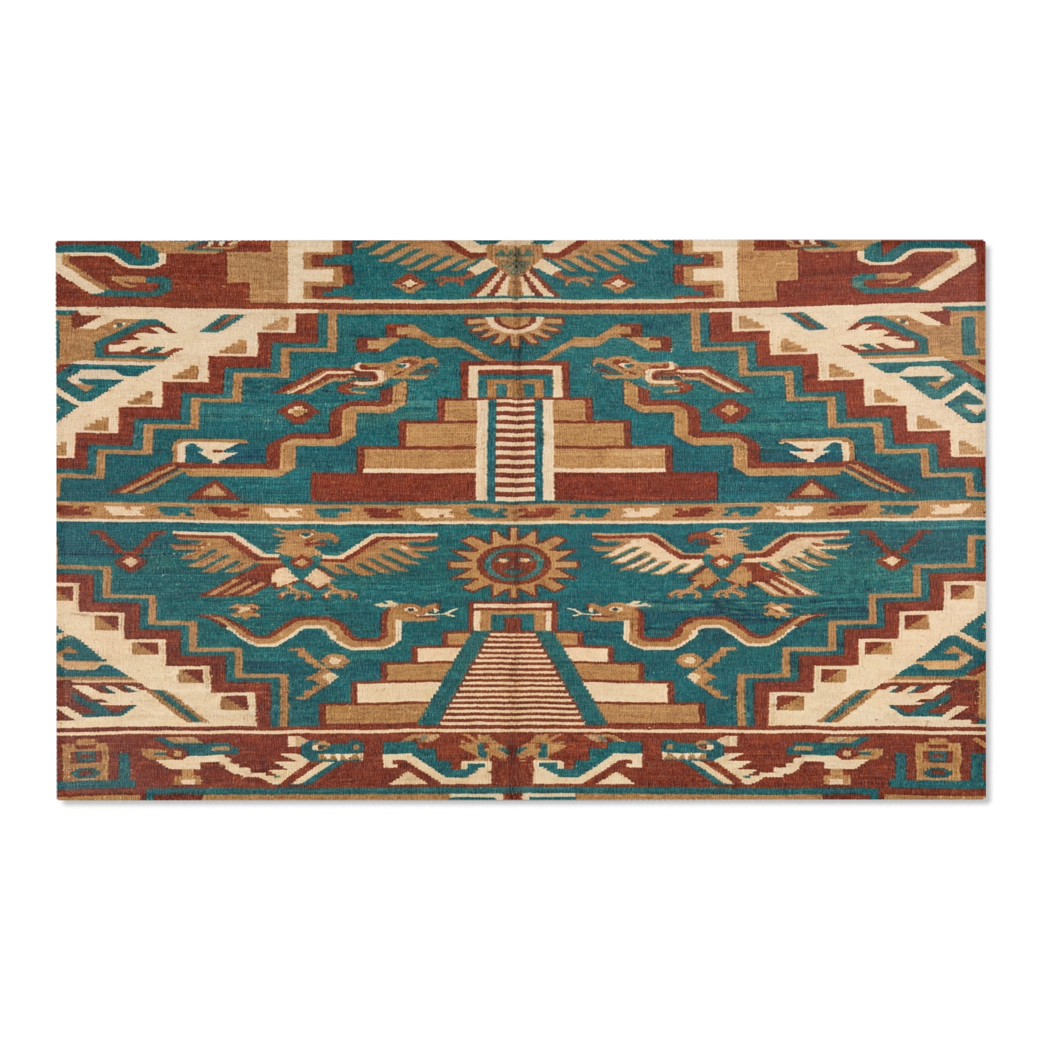 Southwestern Aztec Eagle Pattern Area Rug | Tribal Geometric Floor Mat