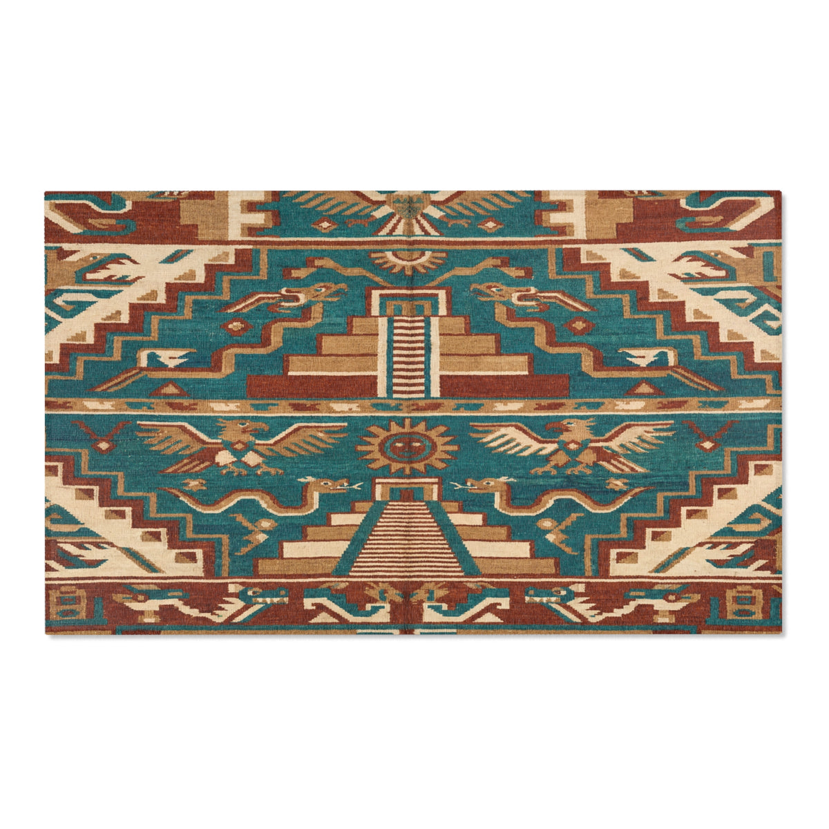 Southwestern Aztec Eagle Pattern Area Rug | Tribal Geometric Floor Mat