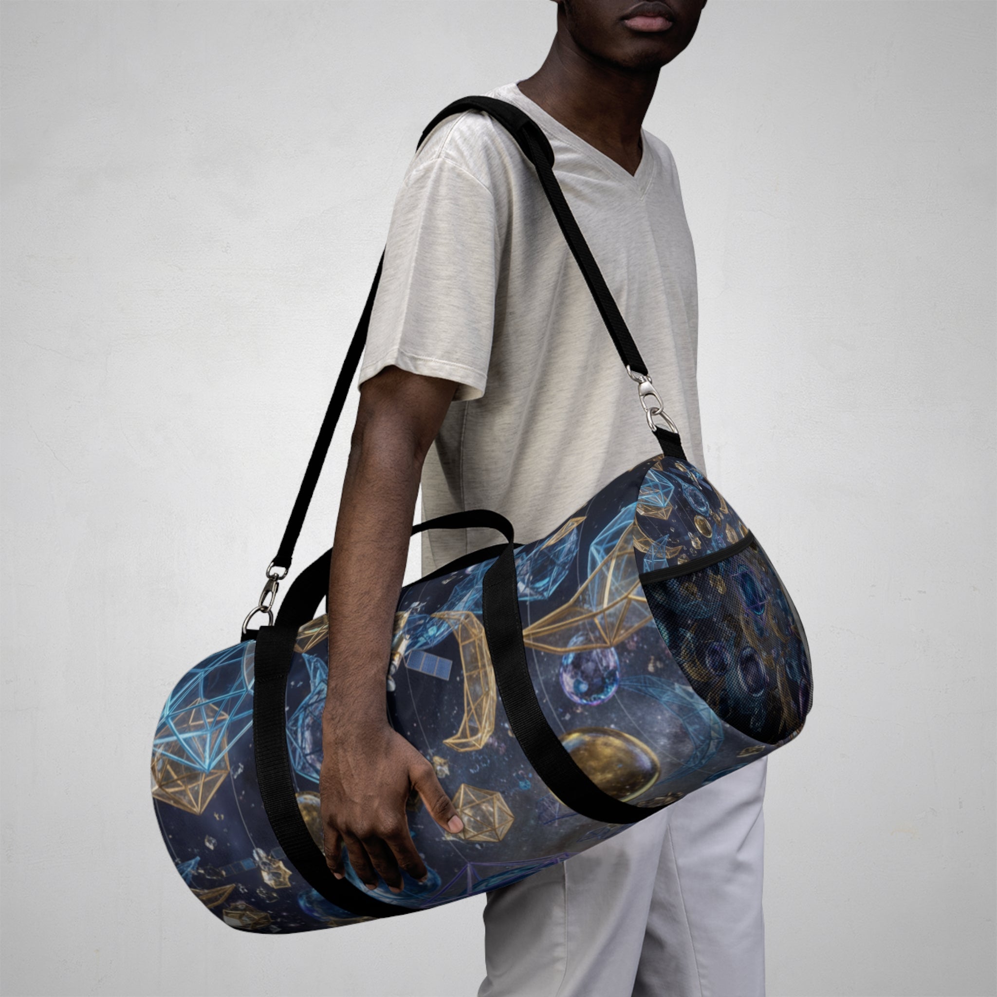 Duffle Bag Celestial Gems/ Moon and Crystal Pattern Travel Bag