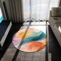 Abstract Sunset Waves Round Rug | Modern Boho Floor Decor