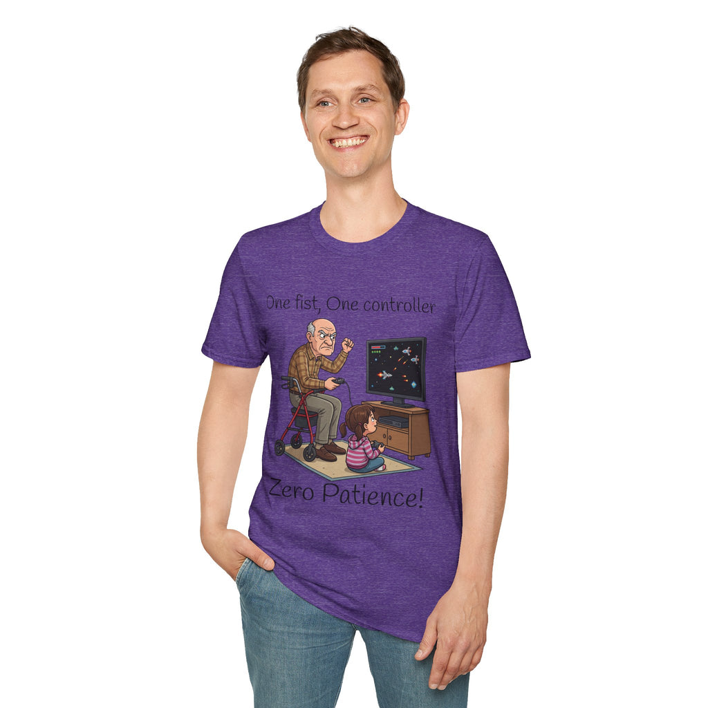 One Fist One Controller Zero Patience Grandpa Unisex Graphic T-Shirt – Funny Gaming Cotton Tee