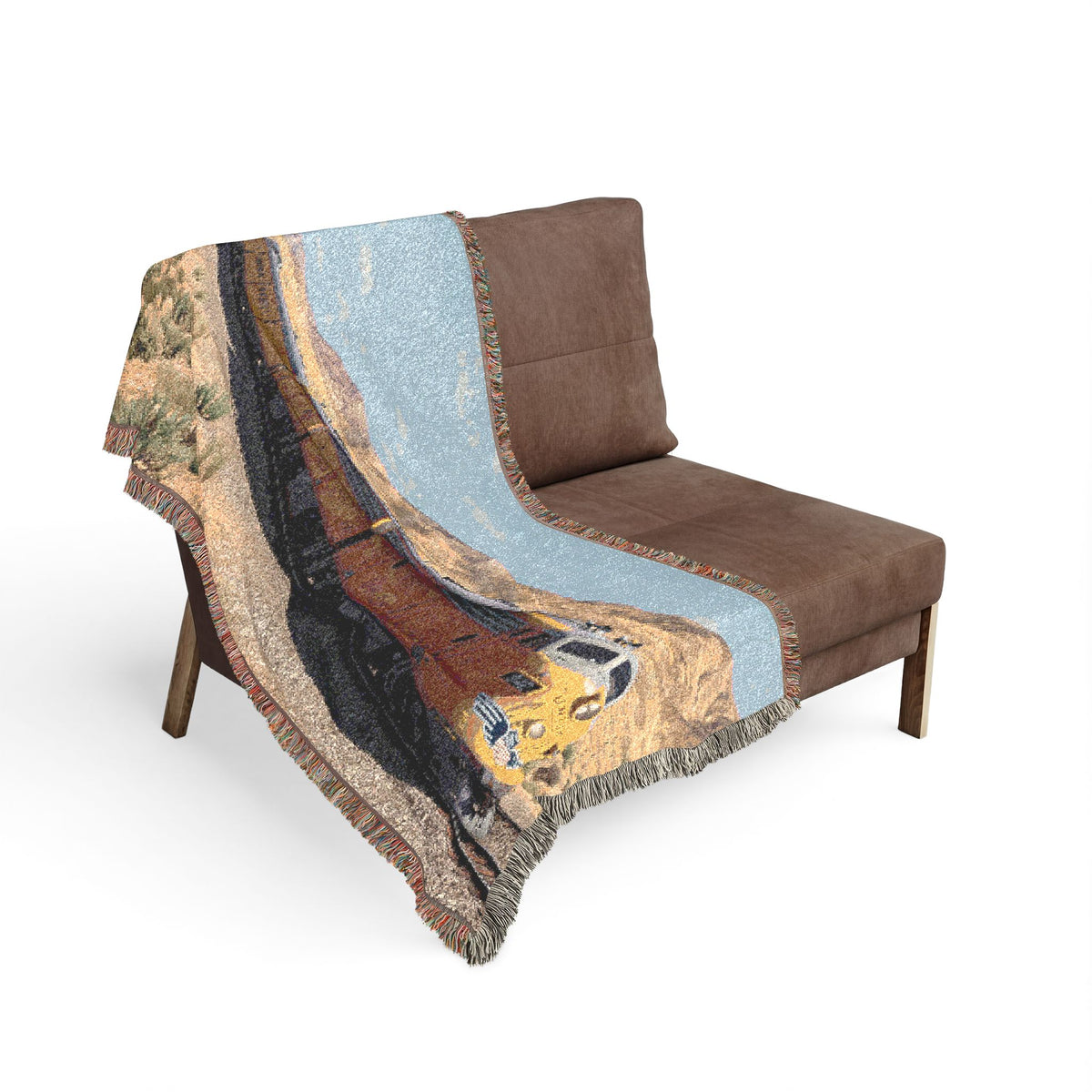 Vintage Streamlined Train Woven Blanket | Desert Locomotive Throw