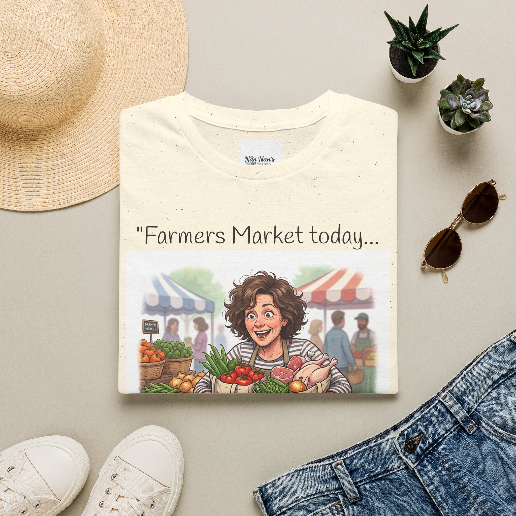Farmers Market Kitchen Chaos Unisex Graphic T-Shirt – Novelty Cotton Tee