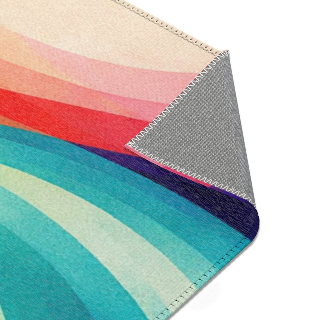 Rainbow Swirl Area Rug | Abstract Colorful Spiral