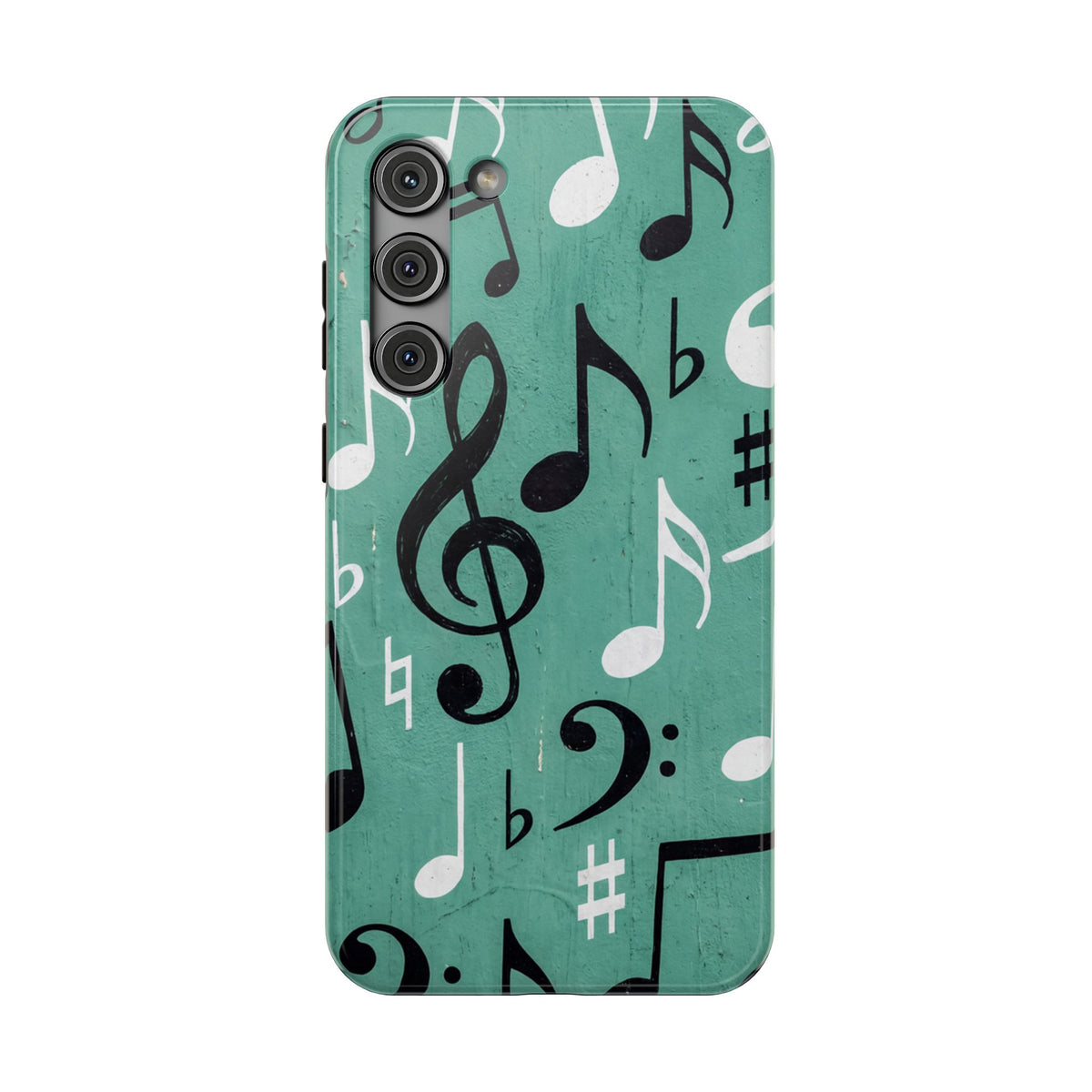 Teal Music Notes Phone Case | Impact-Resistant Case