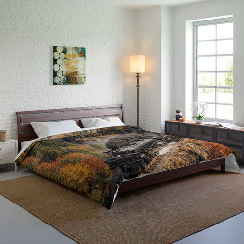 Autumn Steam Train Comforter – Vintage Locomotive Bedding for Train Lovers