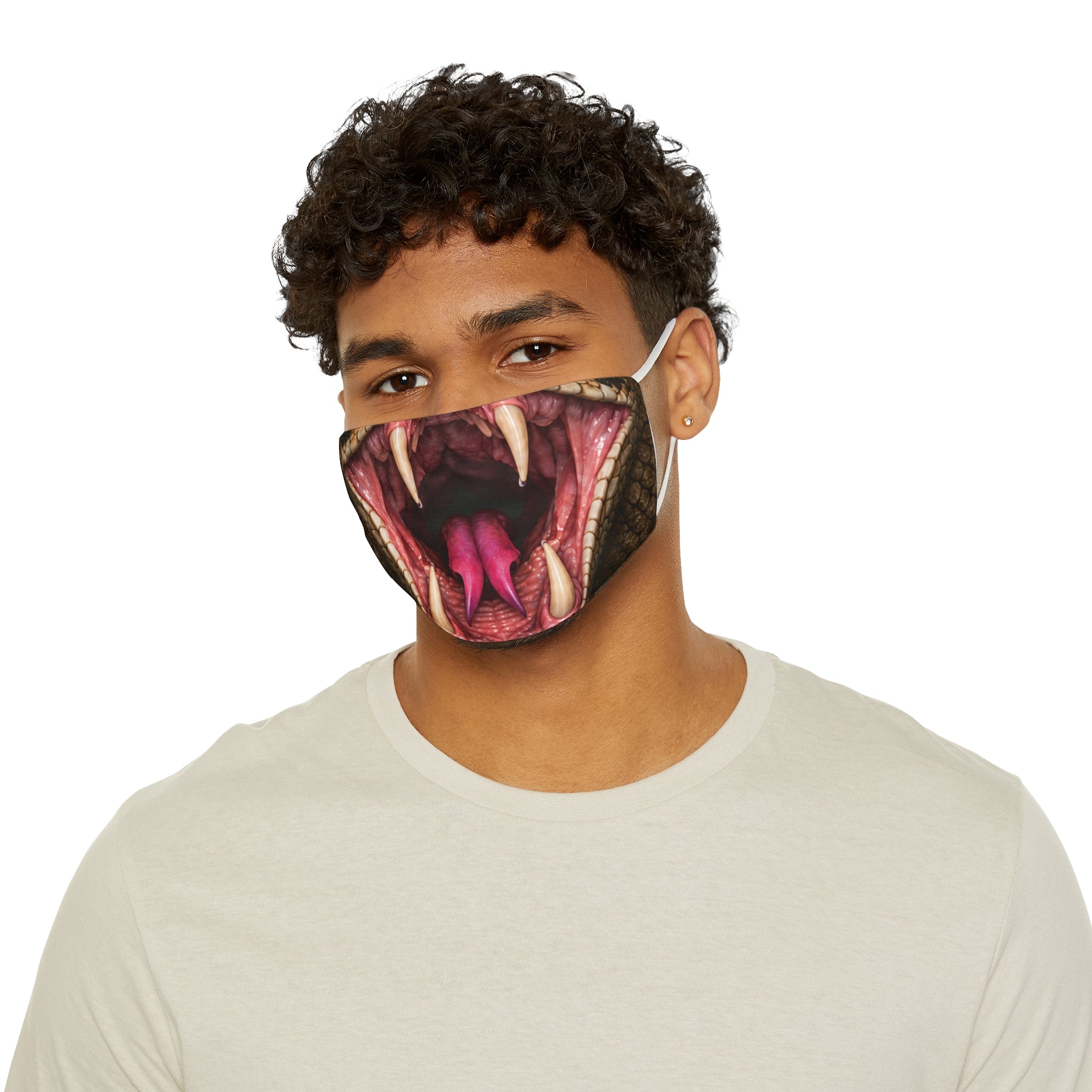 Snake Fang Mouth Face Mask, Snug-Fit Polyester Mask