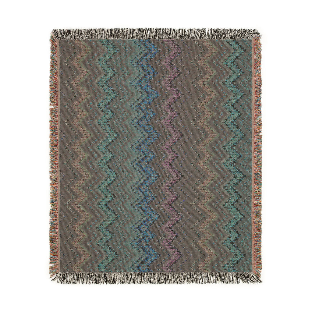 Chevron Ombré Woven Fringe Blanket - Multicolor Zigzag