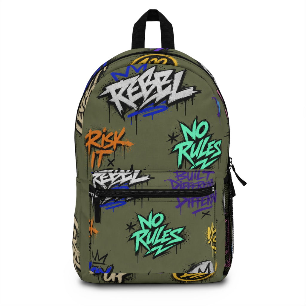 Graffiti 'No Rules' Street Art Backpack | Urban Rebellion Print