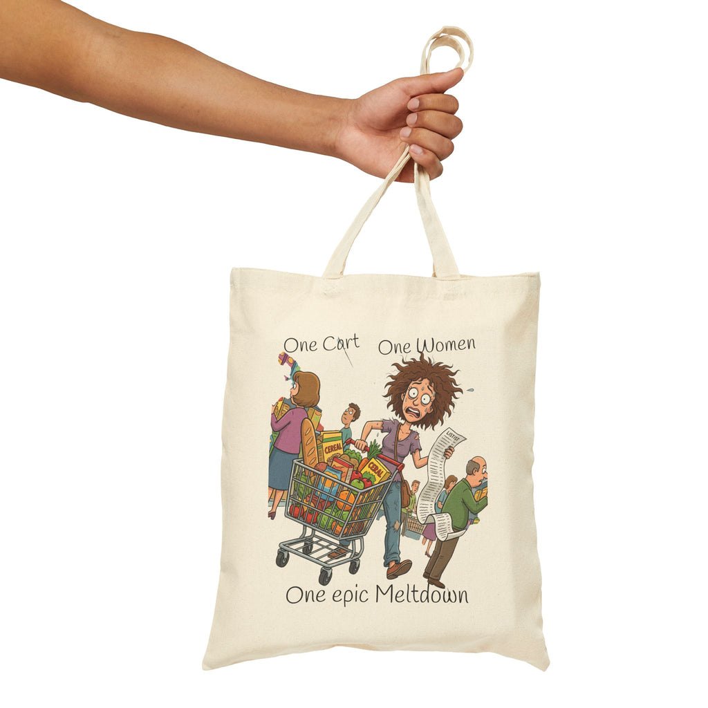 Funny Grocery Tote Bag / Epic Meltdown" Cotton Canvas Shopper