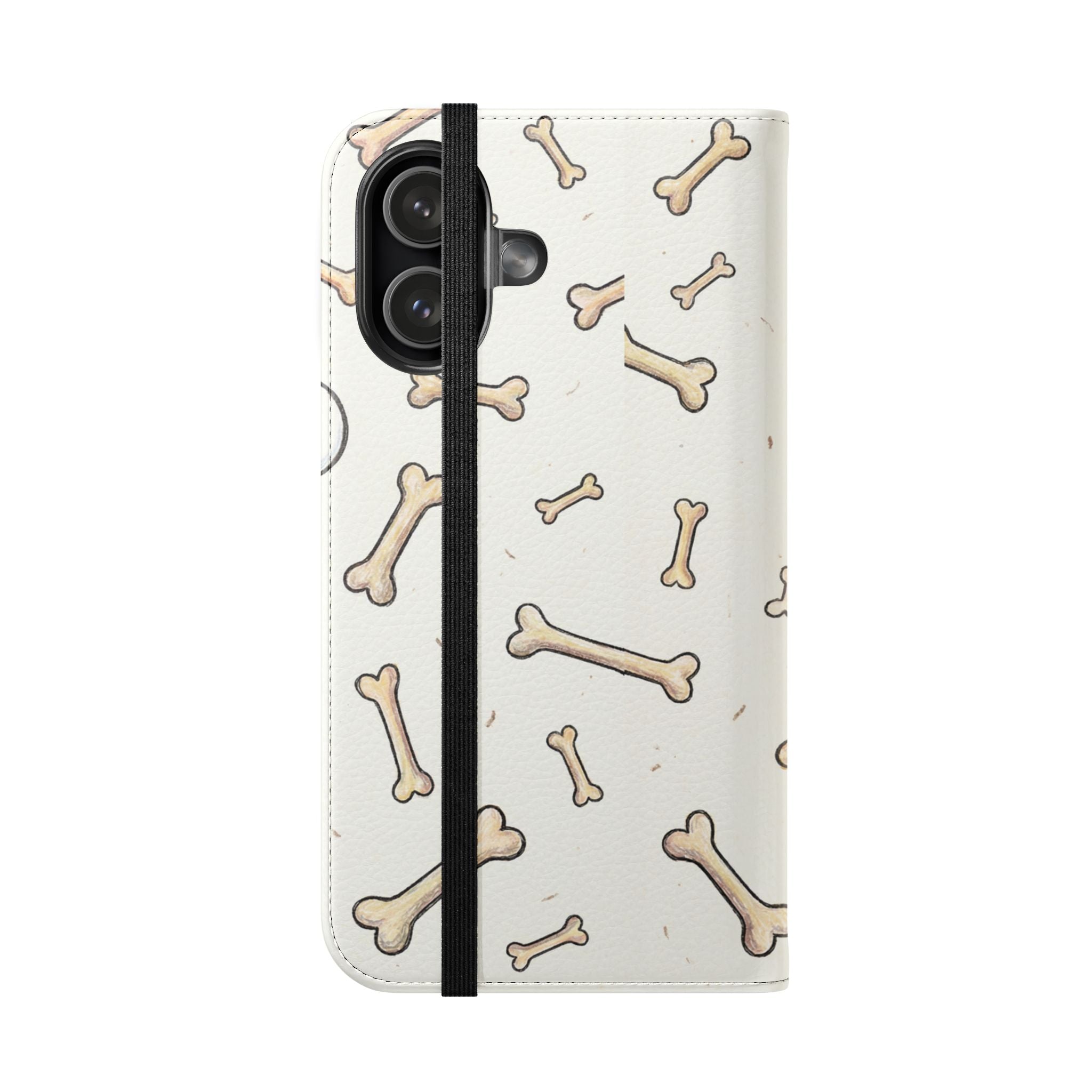 Pug & Bones Phone Flip Case / Cute Dog Wallet Cover