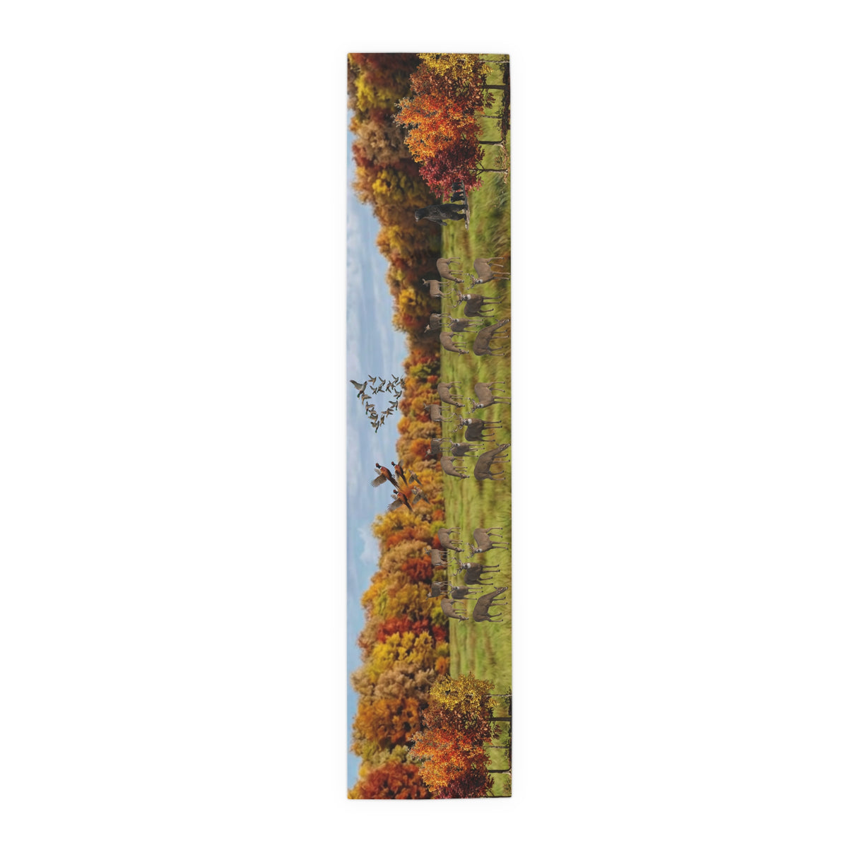 Fall Deer Table Runner | Autumn Wildlife Dining Decor (Cotton & Poly)