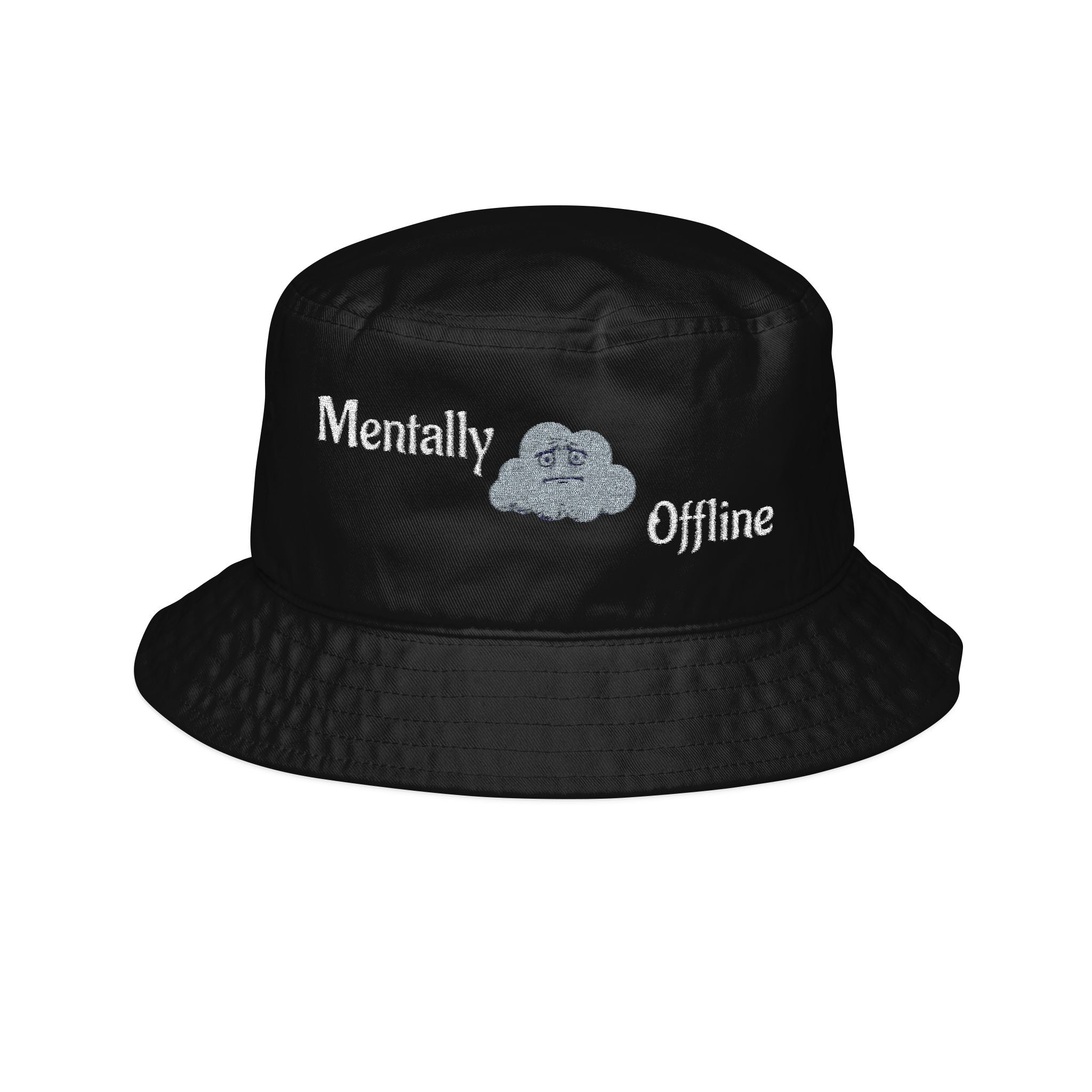 Mentally Offline cloud embroidery Bucket Hat | embroidered bucket hat