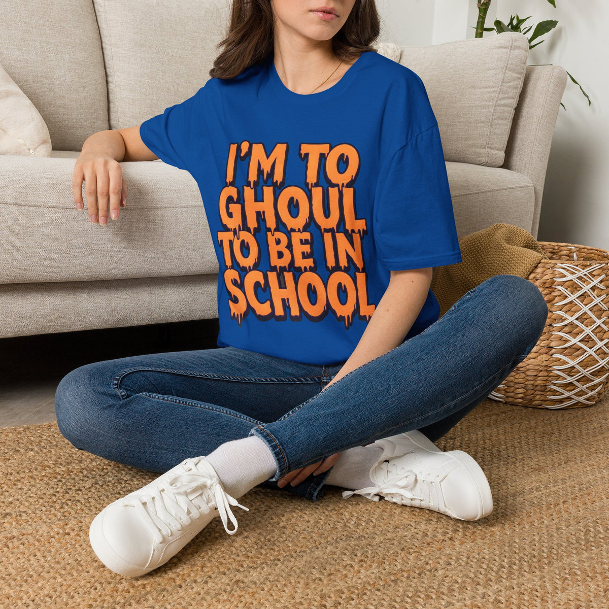 I'm Too Ghoul for School T-Shirt | Drippy Orange Halloween Graphic – Funny Unisex Cotton Tee