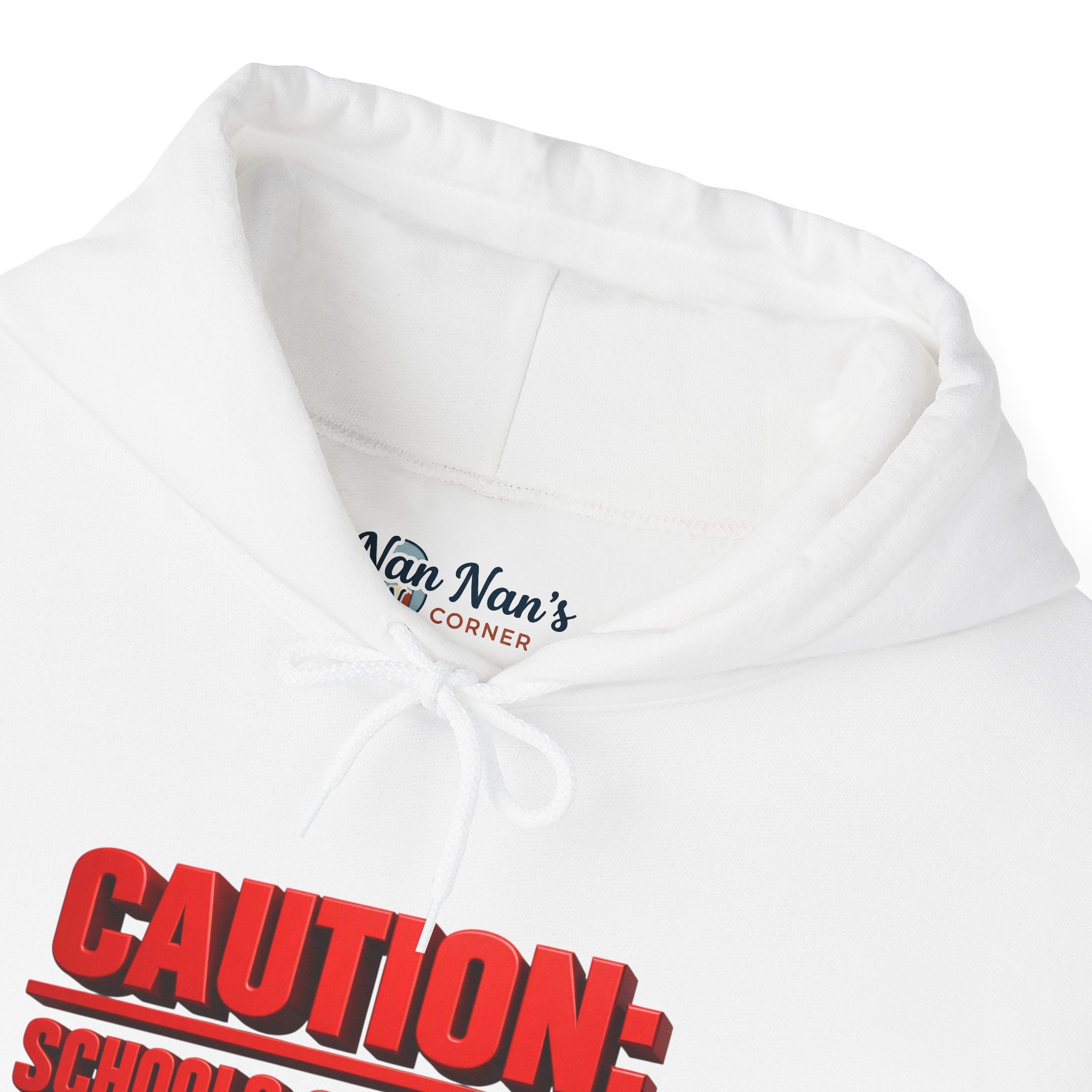 Hoodie — "CAUTION: Schools Starting, Re-Installing Brain" Back-to-School Graphic Hoodie