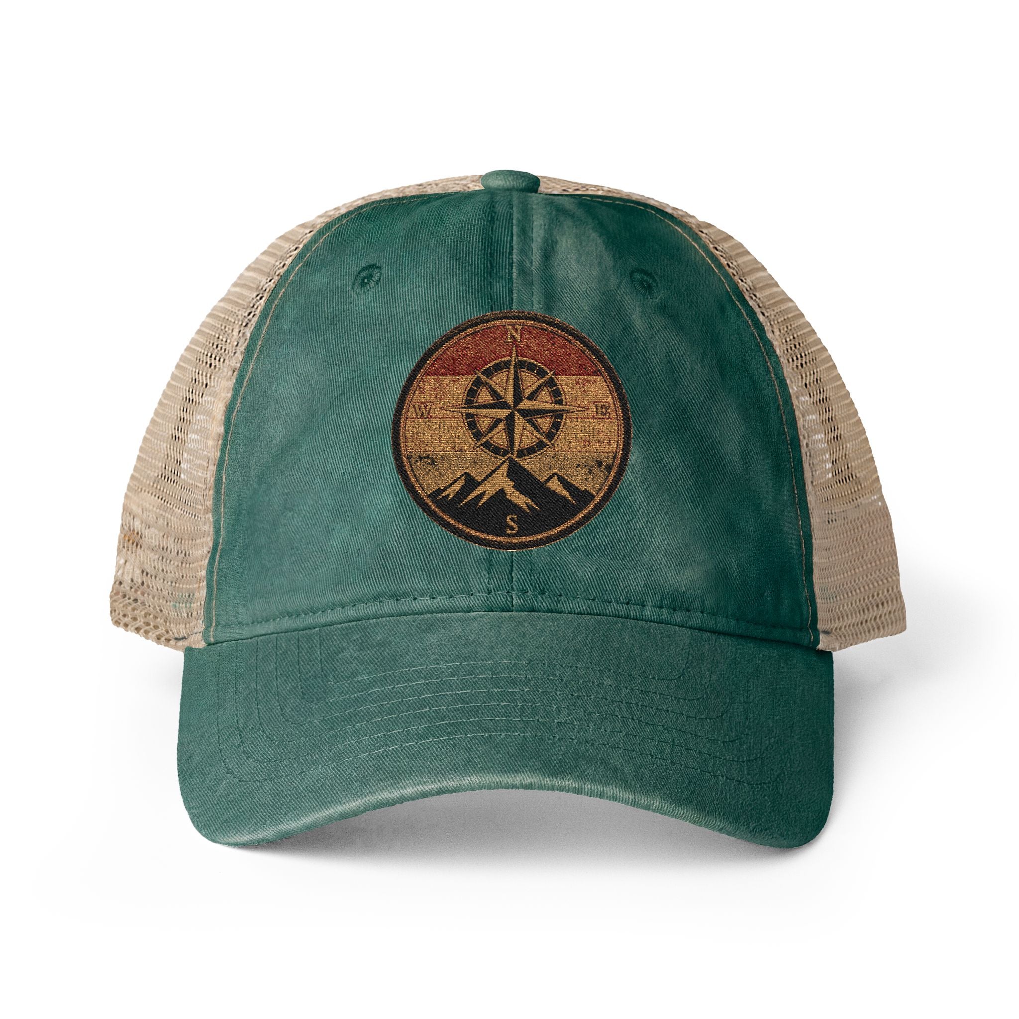 Women's Washed Mesh-Back Cap/Rose Compass