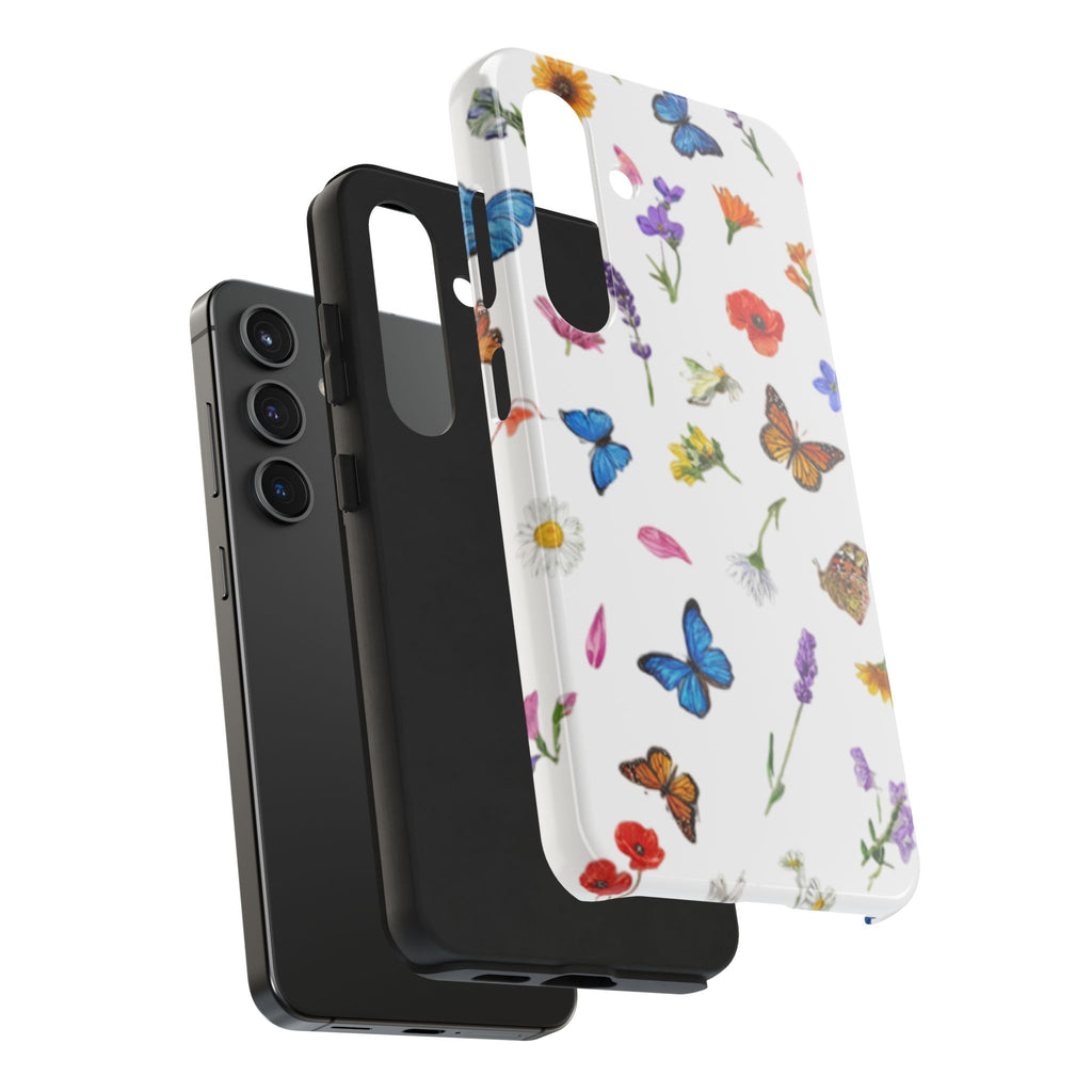 Butterfly Meadow Tough Phone Case / Floral Protective Phone Cover