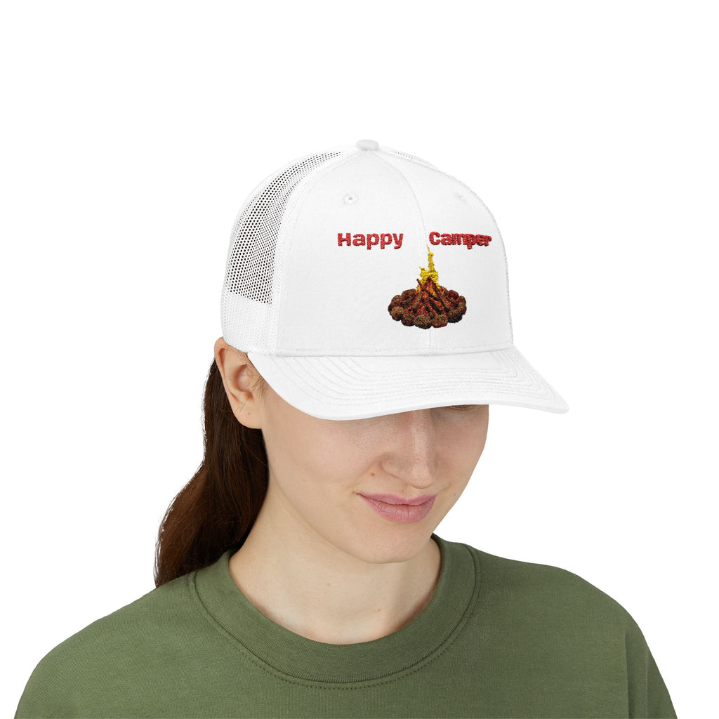 Happy Camper campfire Embroidered Snapback Cap | Trucker hat