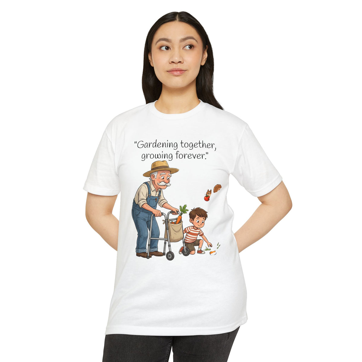 Gardening Together T-Shirt — "Gardening together, growing forever." Grandparent & Child Garden Tee