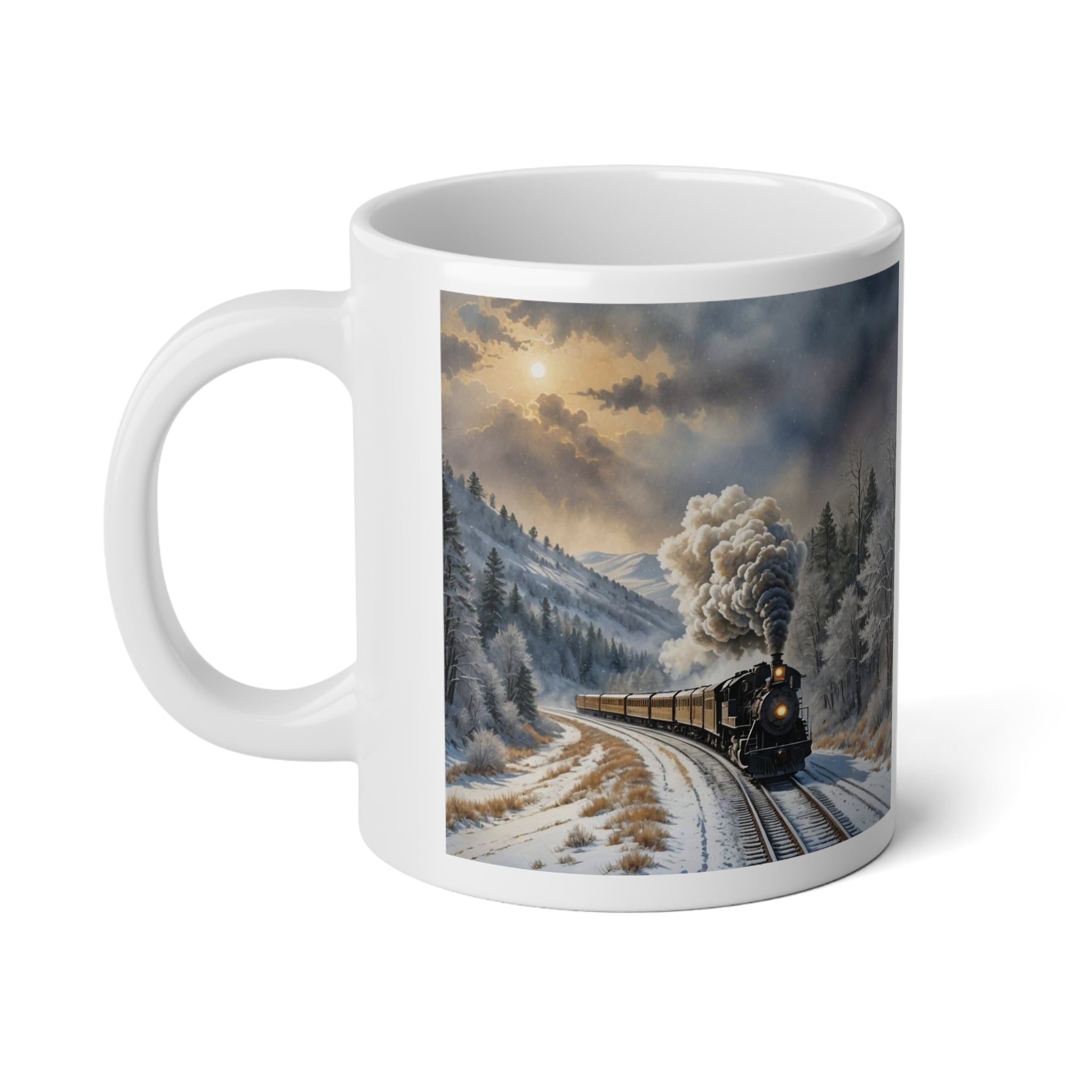 20oz Jumbo Mug - Vintage Steam Train Winter Landscape Coffee Cup