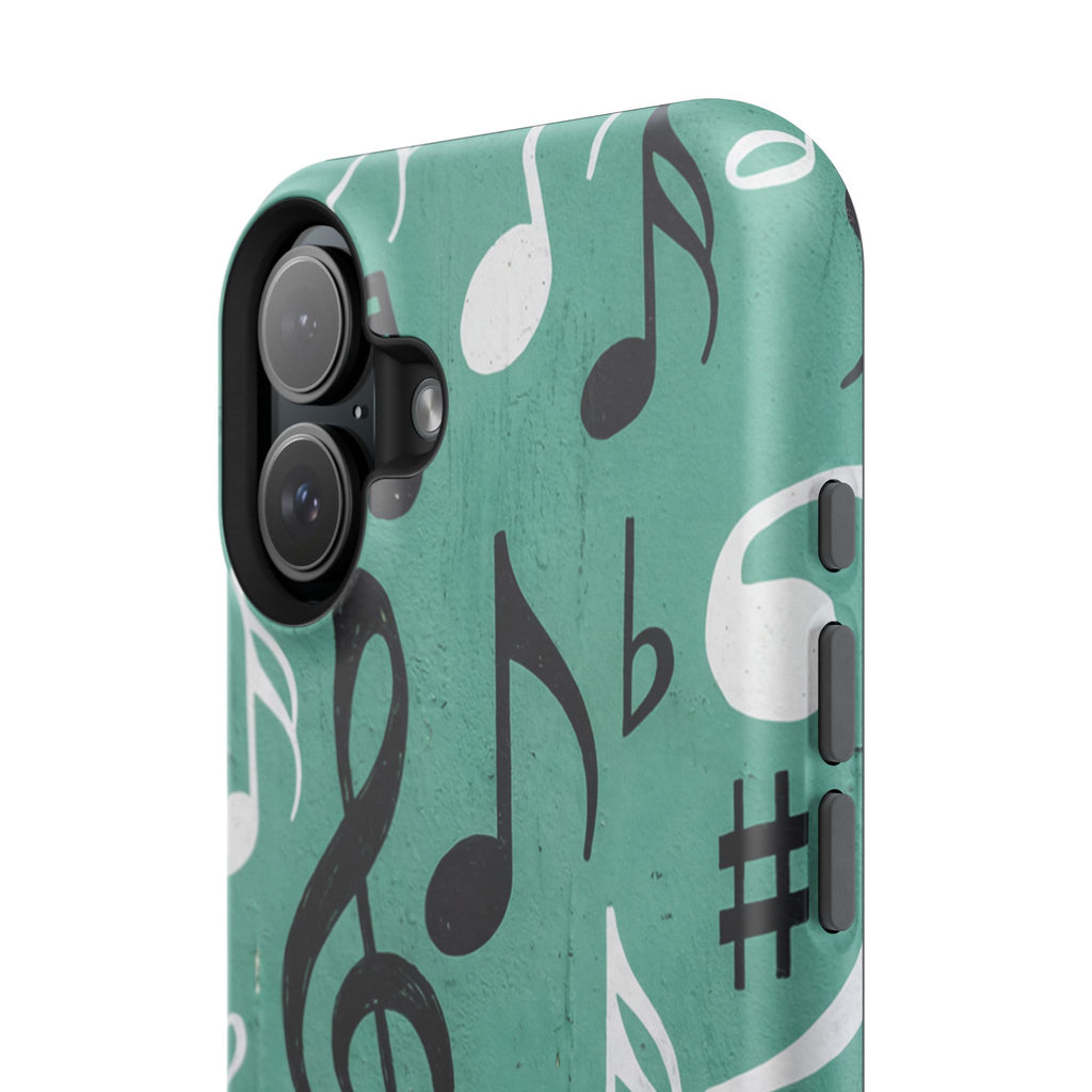 Teal Music Notes Phone Case | Impact-Resistant Case