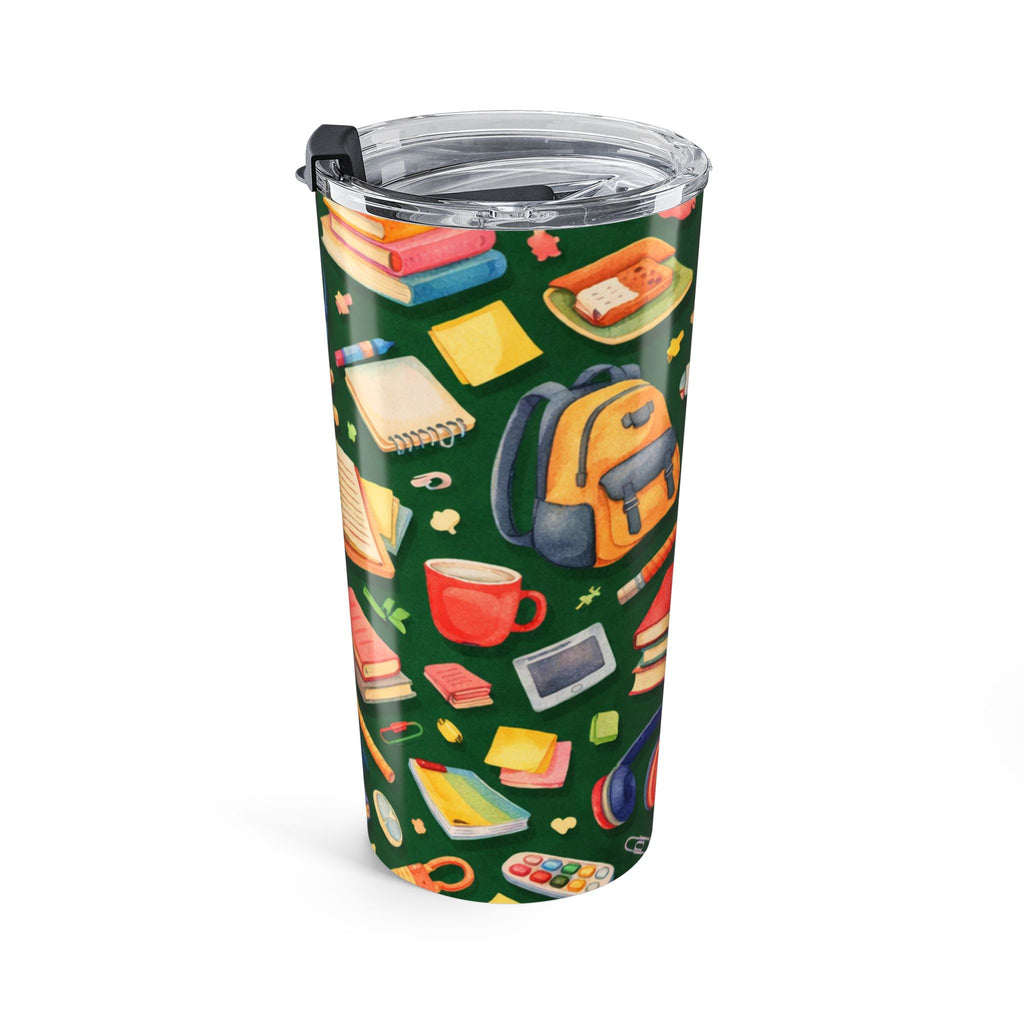 Back to School Pattern Tumbler 20oz | Books, Backpack, Coffee