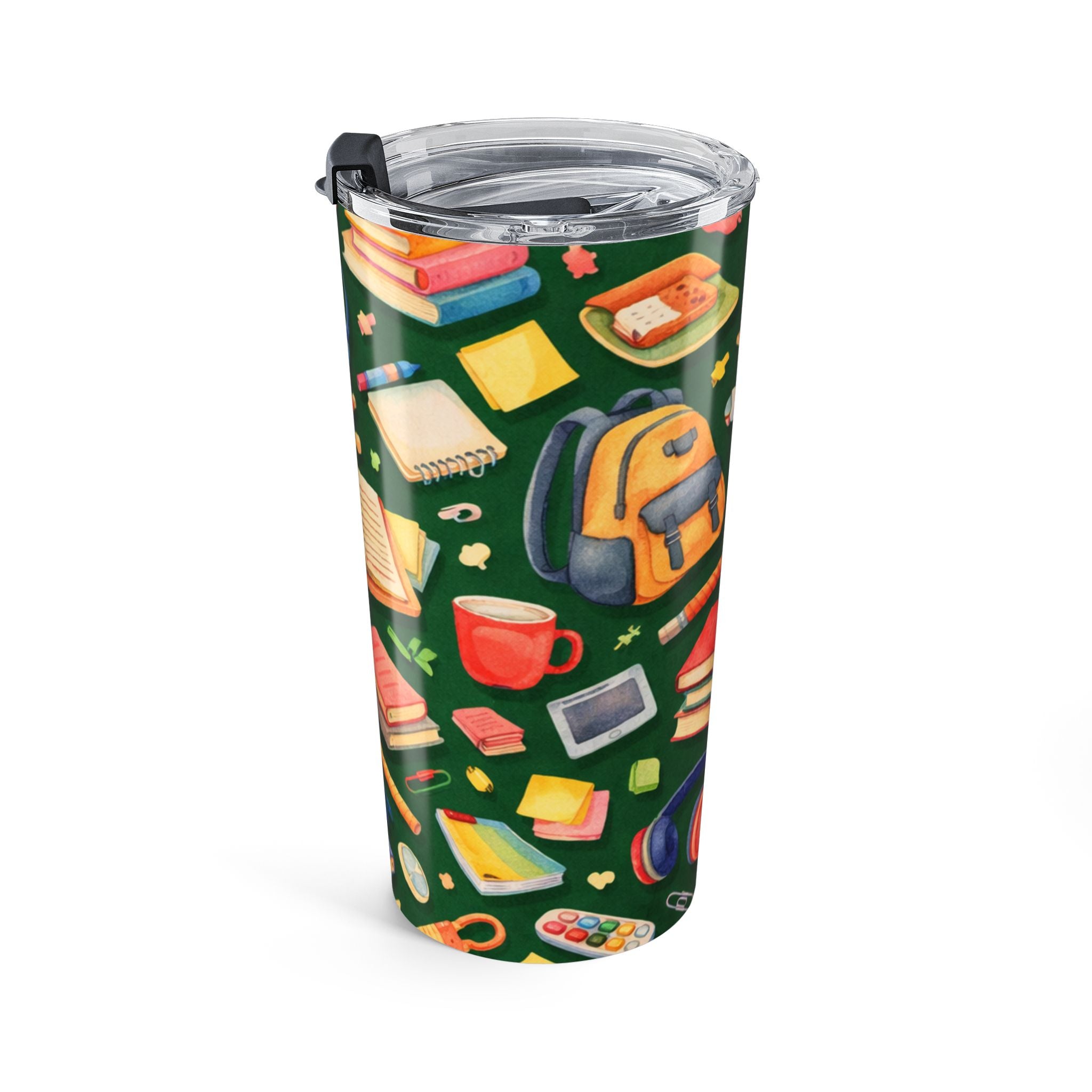 Back to School Pattern Tumbler 20oz | Books, Backpack, Coffee