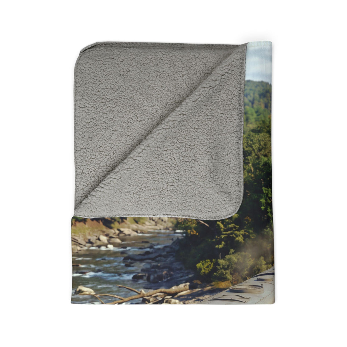 Vintage Streamlined Train Fleece Sherpa Blanket | Scenic Railroad Print
