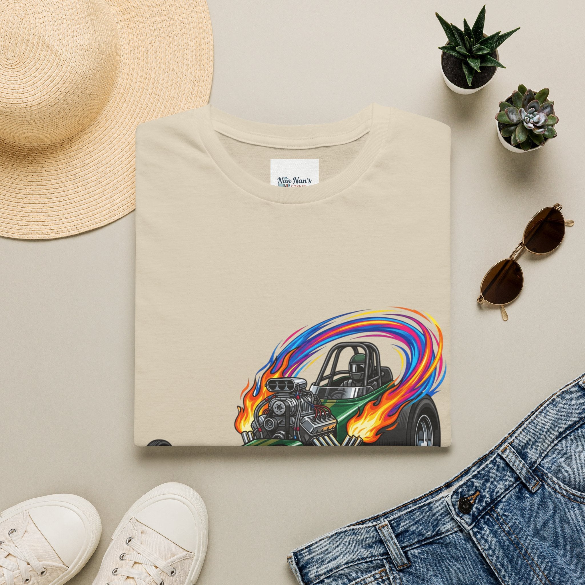 Dragster Racing Unisex Graphic T-Shirt – Novelty Soft Style Cotton Tee