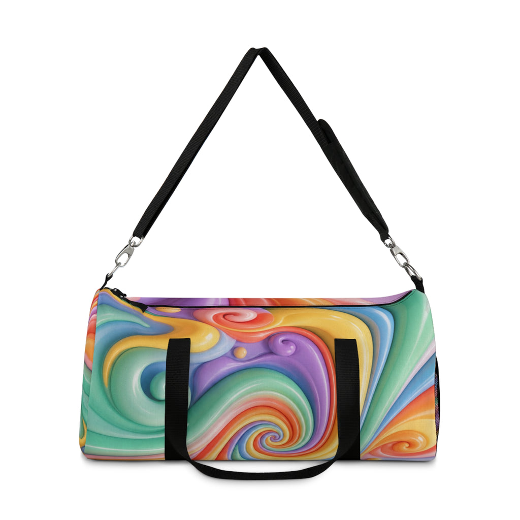 Colorful Swirl Duffel Bag — Retro Rainbow Travel & Gym Bag
