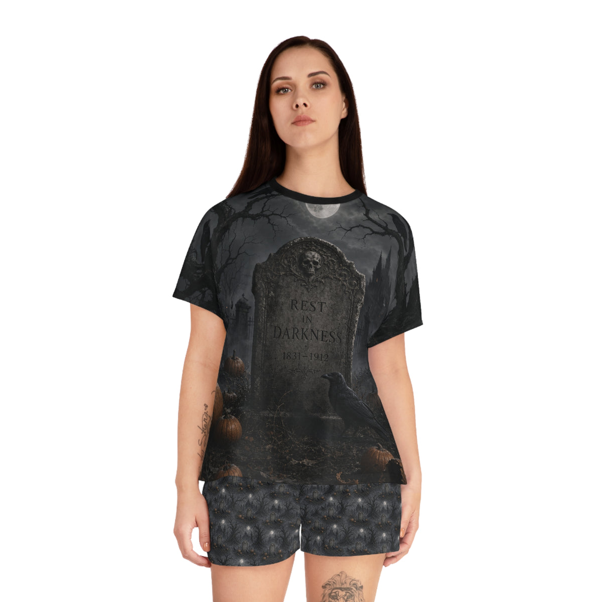 Rest in Darkness Tombstone Pajama Set | Halloween Sleepwear
