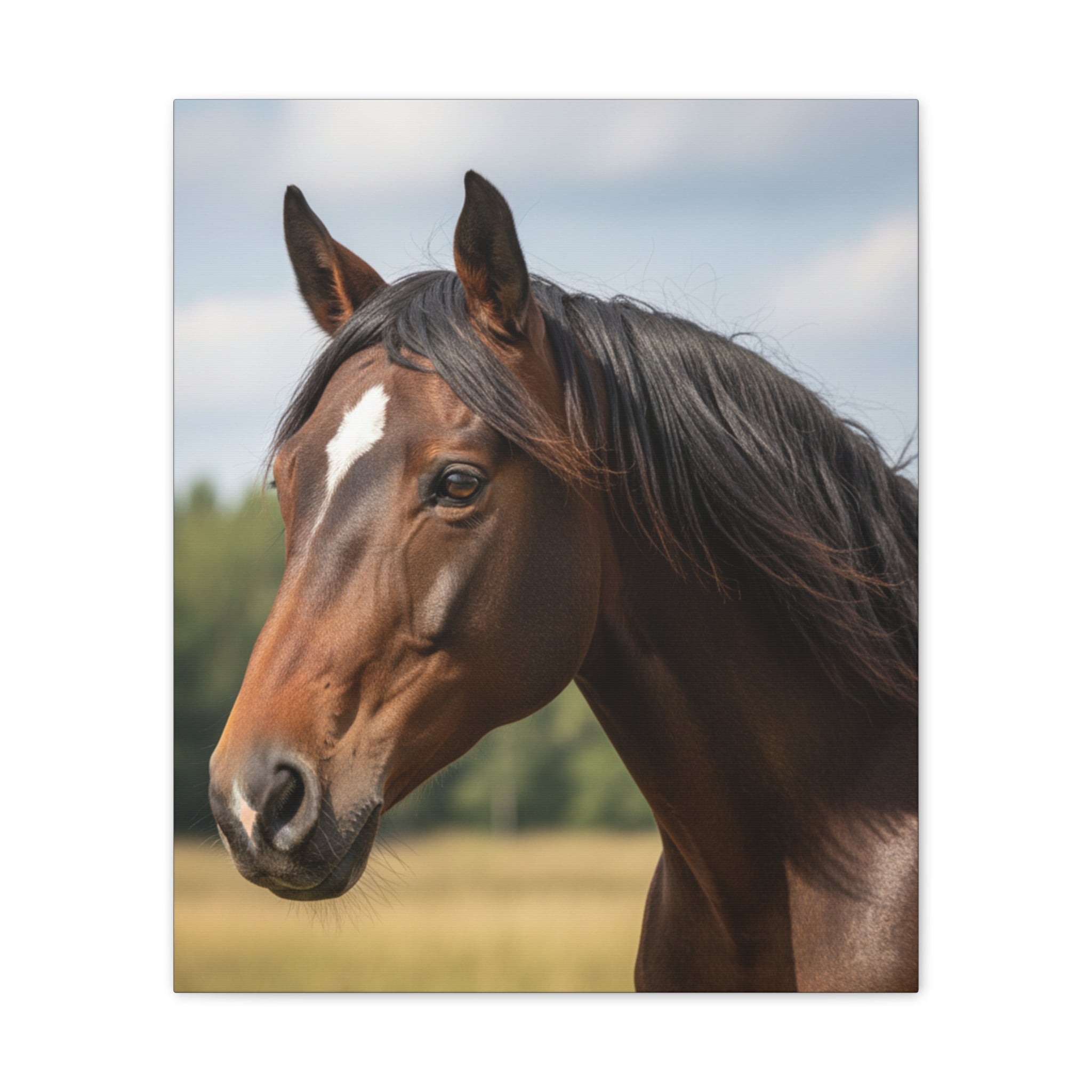 Bay Horse Portrait Canvas Print / Wall Art for Equestrian Lovers