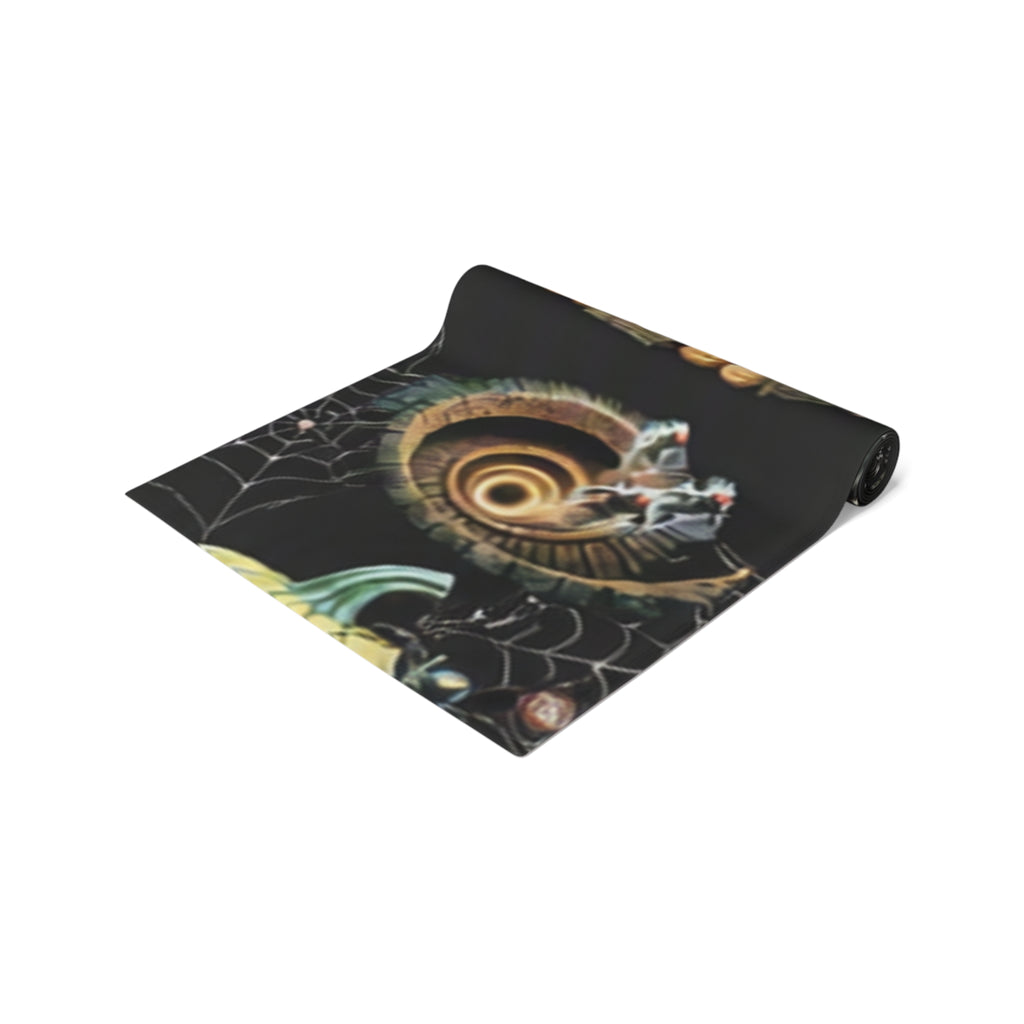 Gothic Haunted House Table Runner | Jack-O'-Lanterns & Cobwebs – Halloween Decor