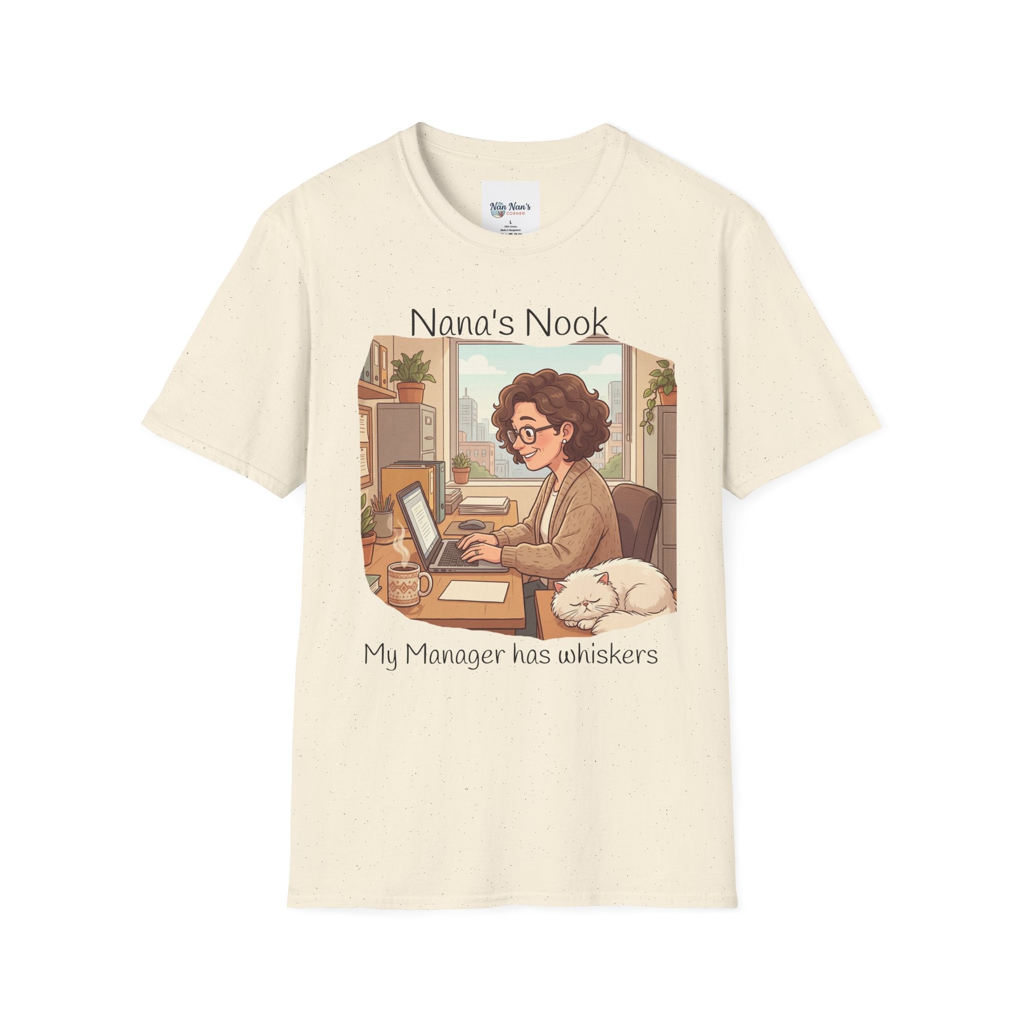 T-Shirt / "Nana's Nook: My Manager Has Whiskers" Cozy Grandma Cat Lover Tee