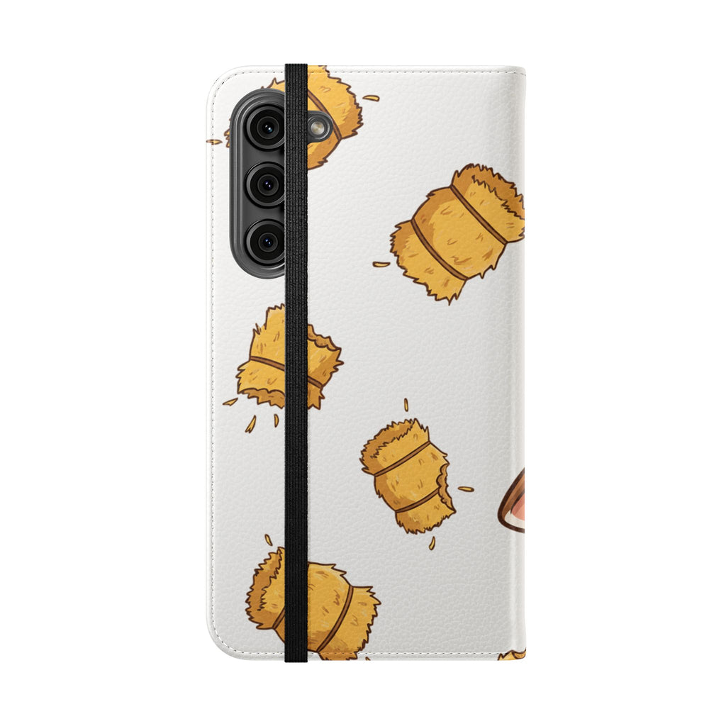Cow & Hay Pattern Flip Case/ Cute Farm Animal Phone Wallet