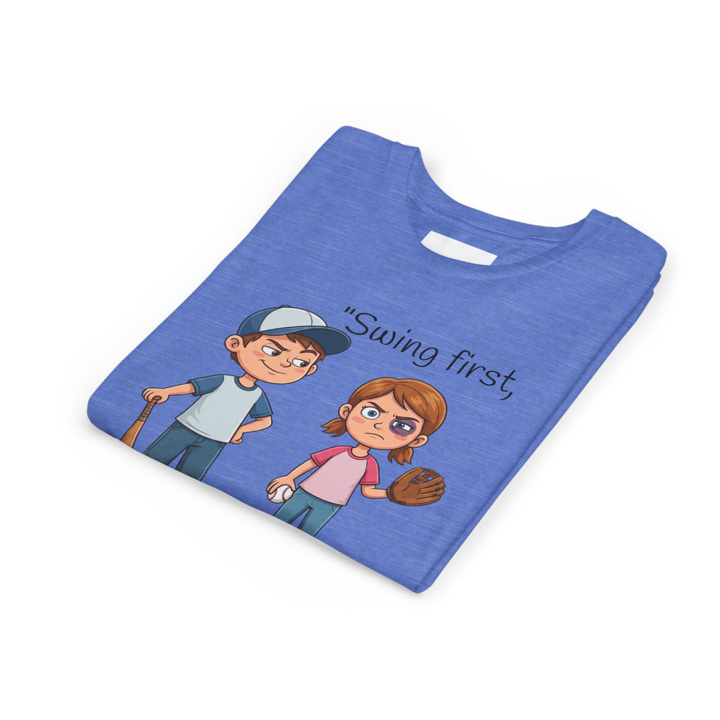 Youth Tee / "Swing First, Apologize Later" Baseball & Softball Kids Shirt