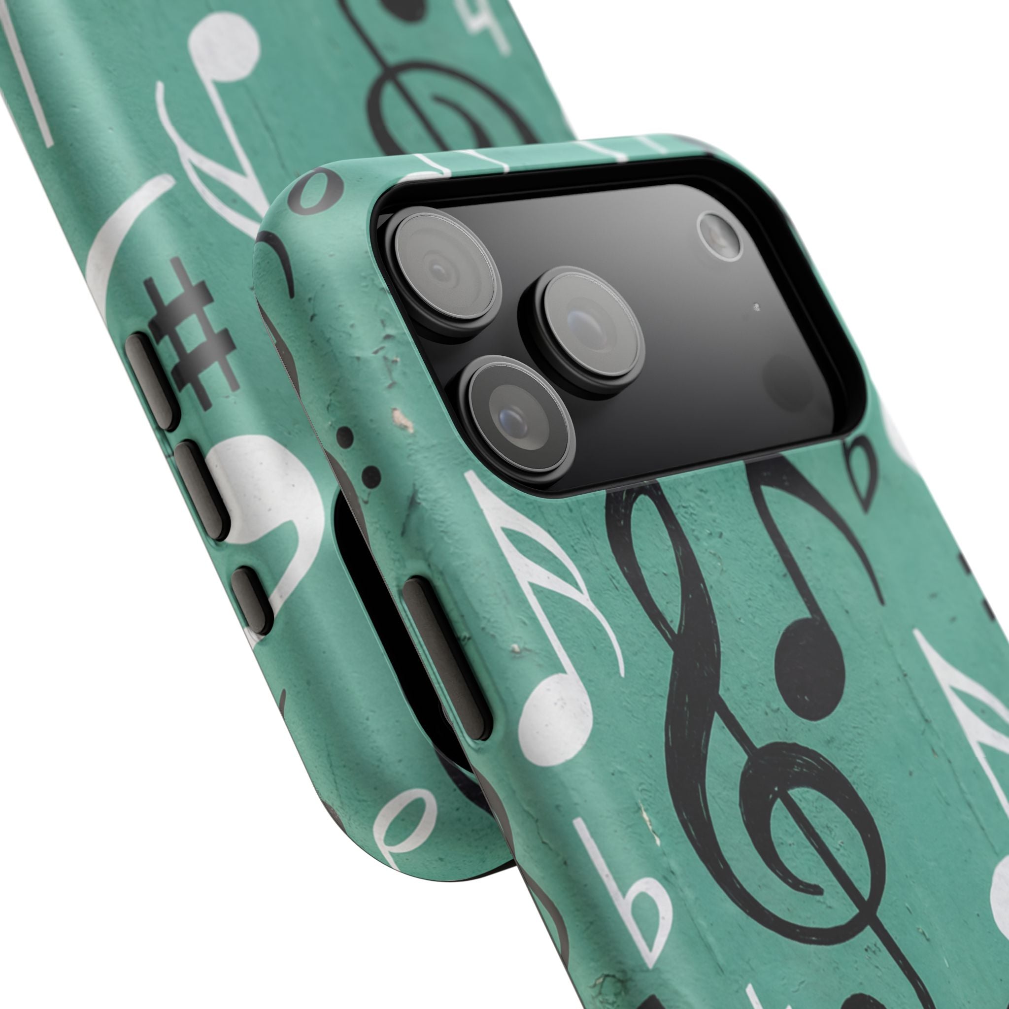 Teal Music Notes Phone Case | Impact-Resistant Case