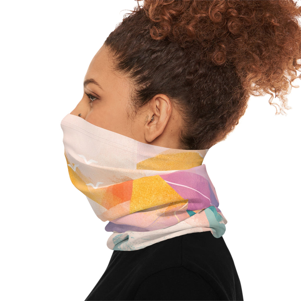 Abstract Sunset Wave Neck Gaiter | Pastel Mountain Beach Scarf