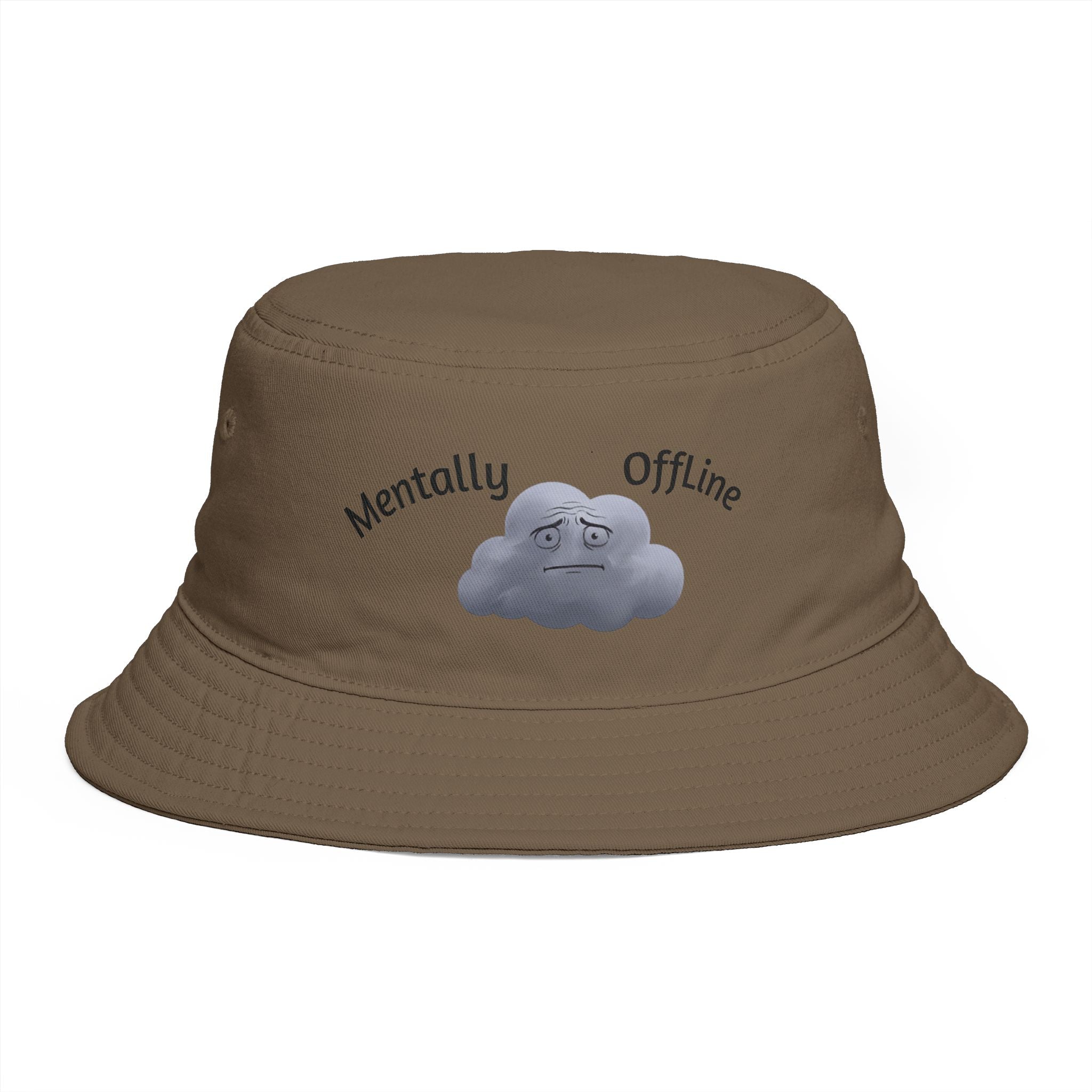 Mentally Offline Cloud Bucket Hat | Sad Cloud Illustration