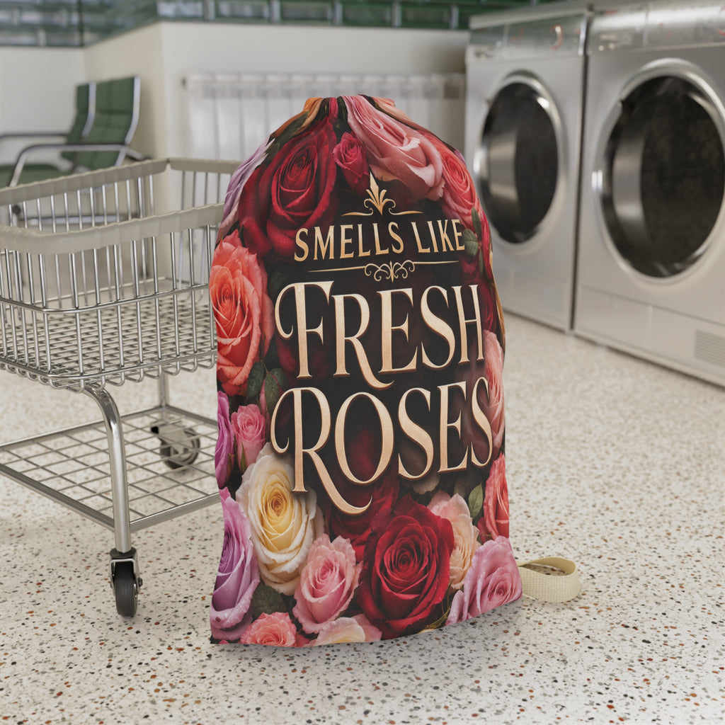 Laundry Bag — "Clothes Smell Spring Fresh" Floral Drawstring Bag