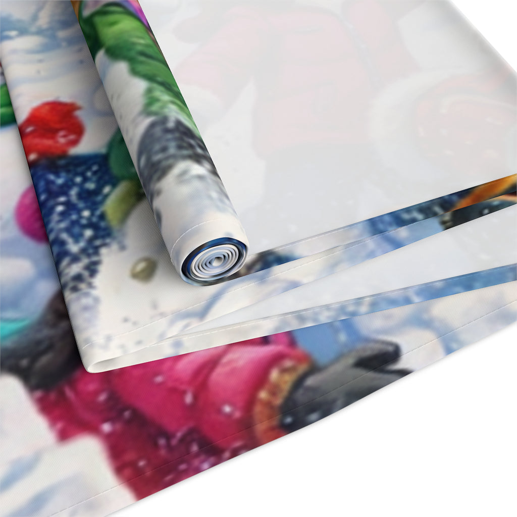 Snowball Fight Snowman Table Runner | Winter Christmas Table Decor