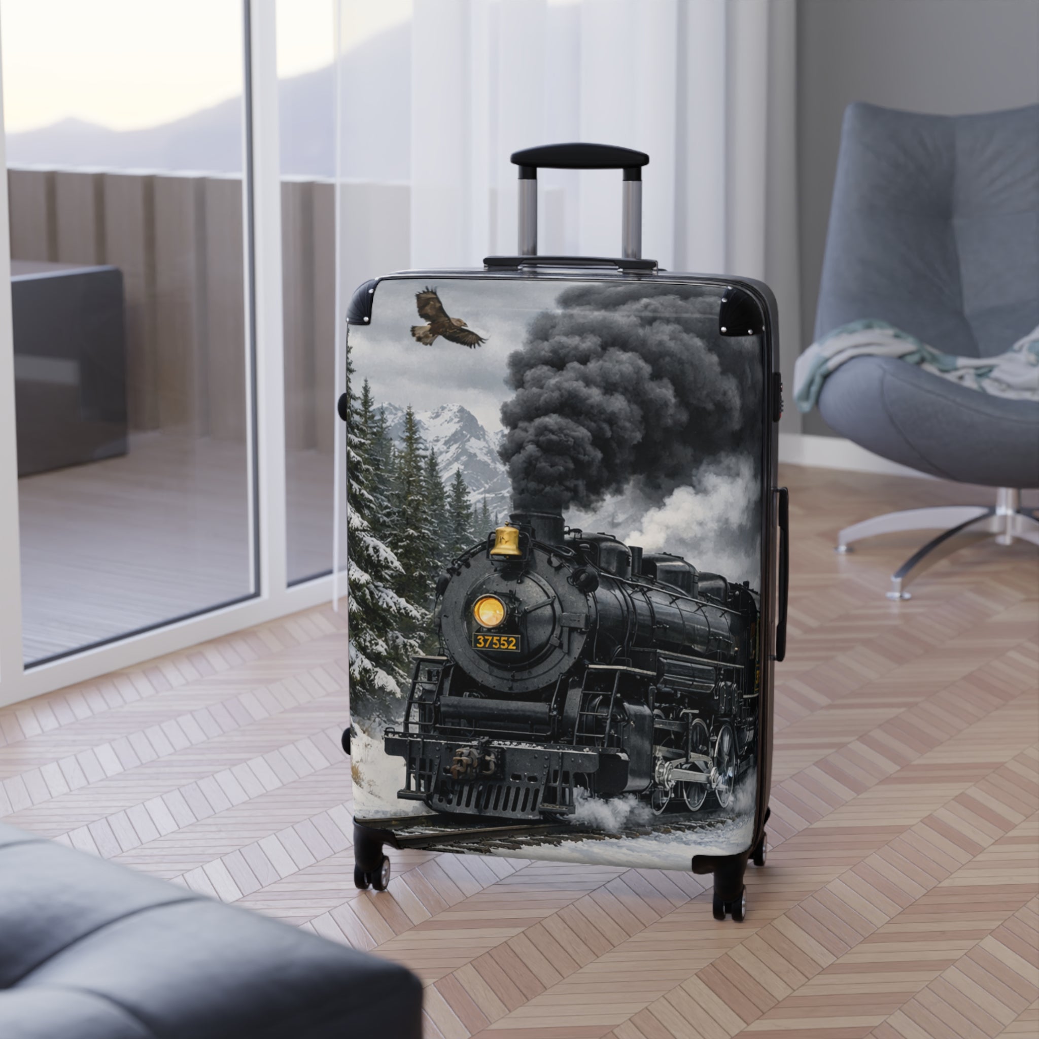 Vintage Steam Locomotive Suitcase | Train Travel Luggage