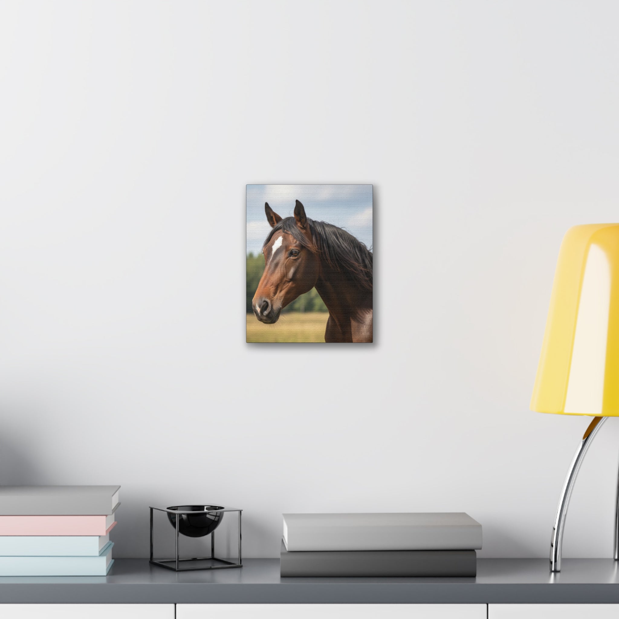 Bay Horse Portrait Canvas Print / Wall Art for Equestrian Lovers
